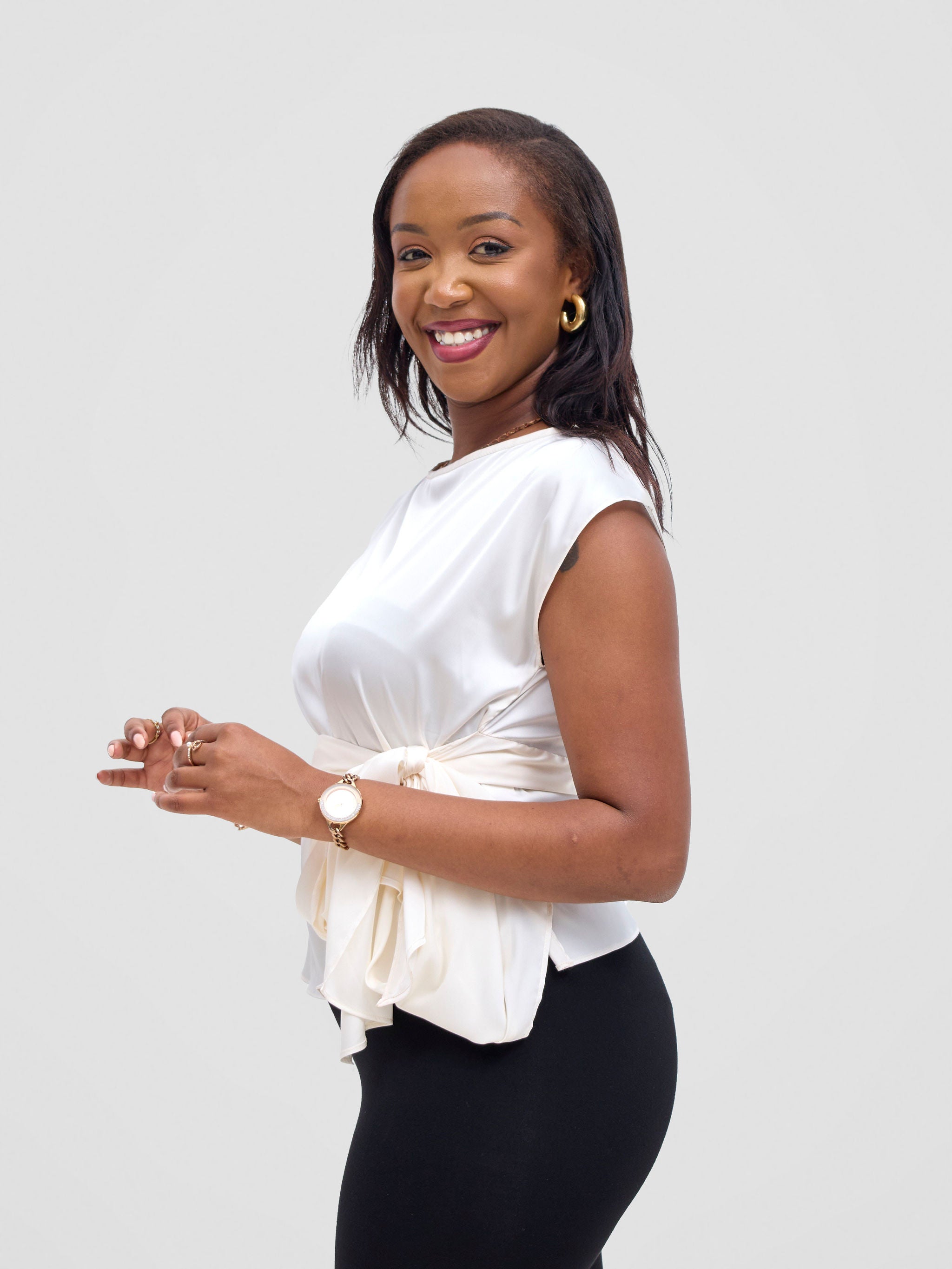 Vivo Yene Front Tie Top - Off White