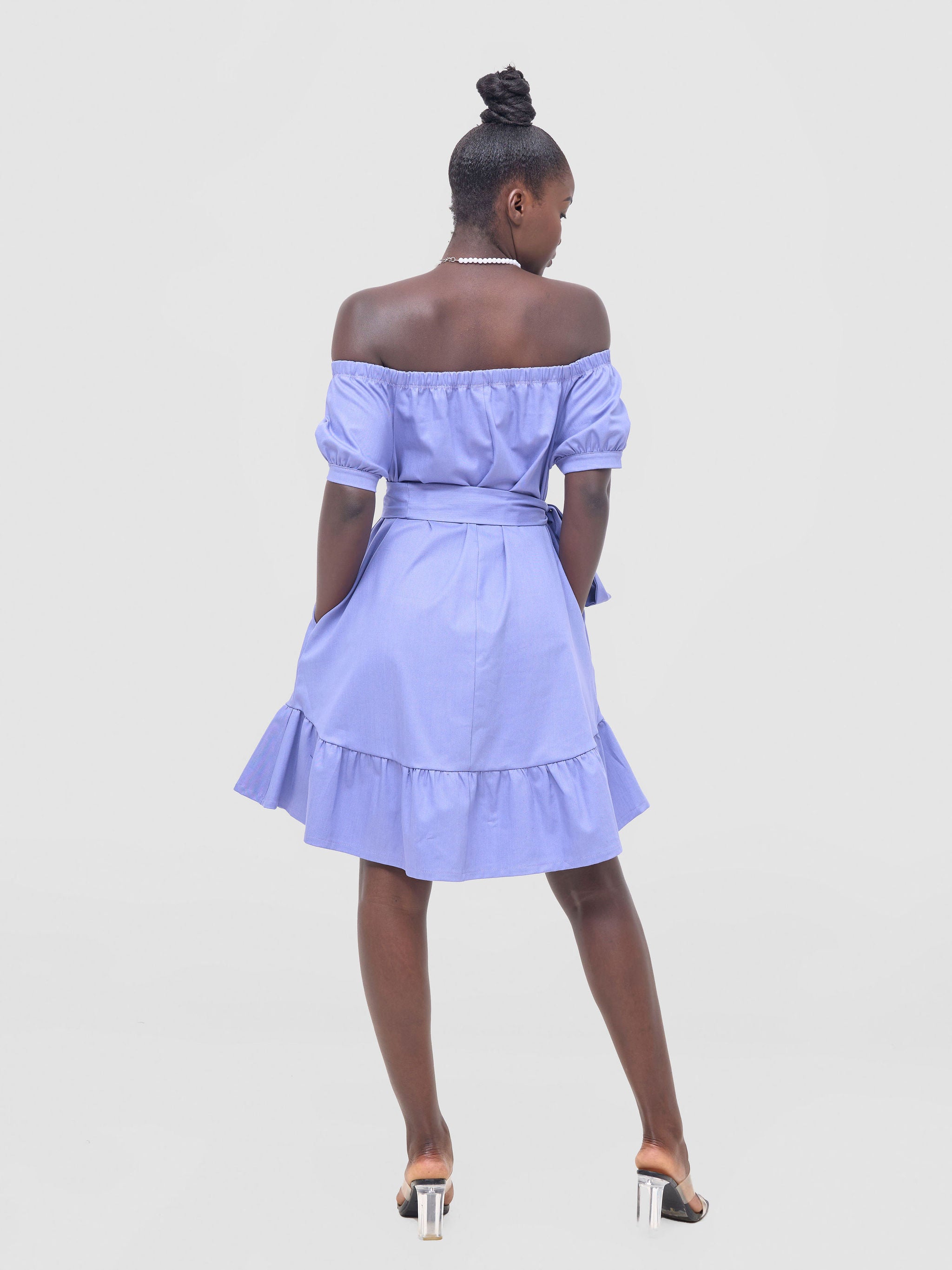 Zoya Nia Off Shoulder Knee Length Dress - Lilac