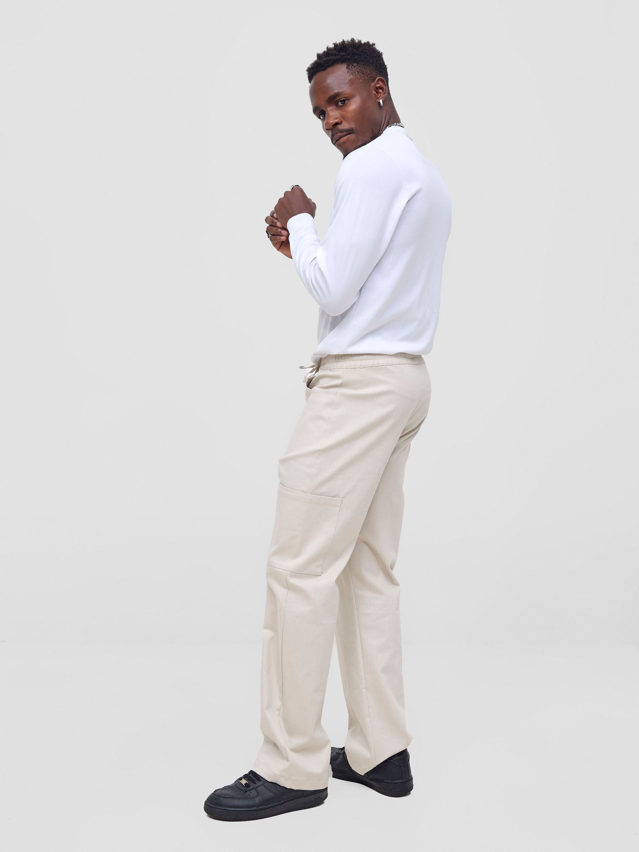 Zoya Nia Wide Cargo Pants - Beige