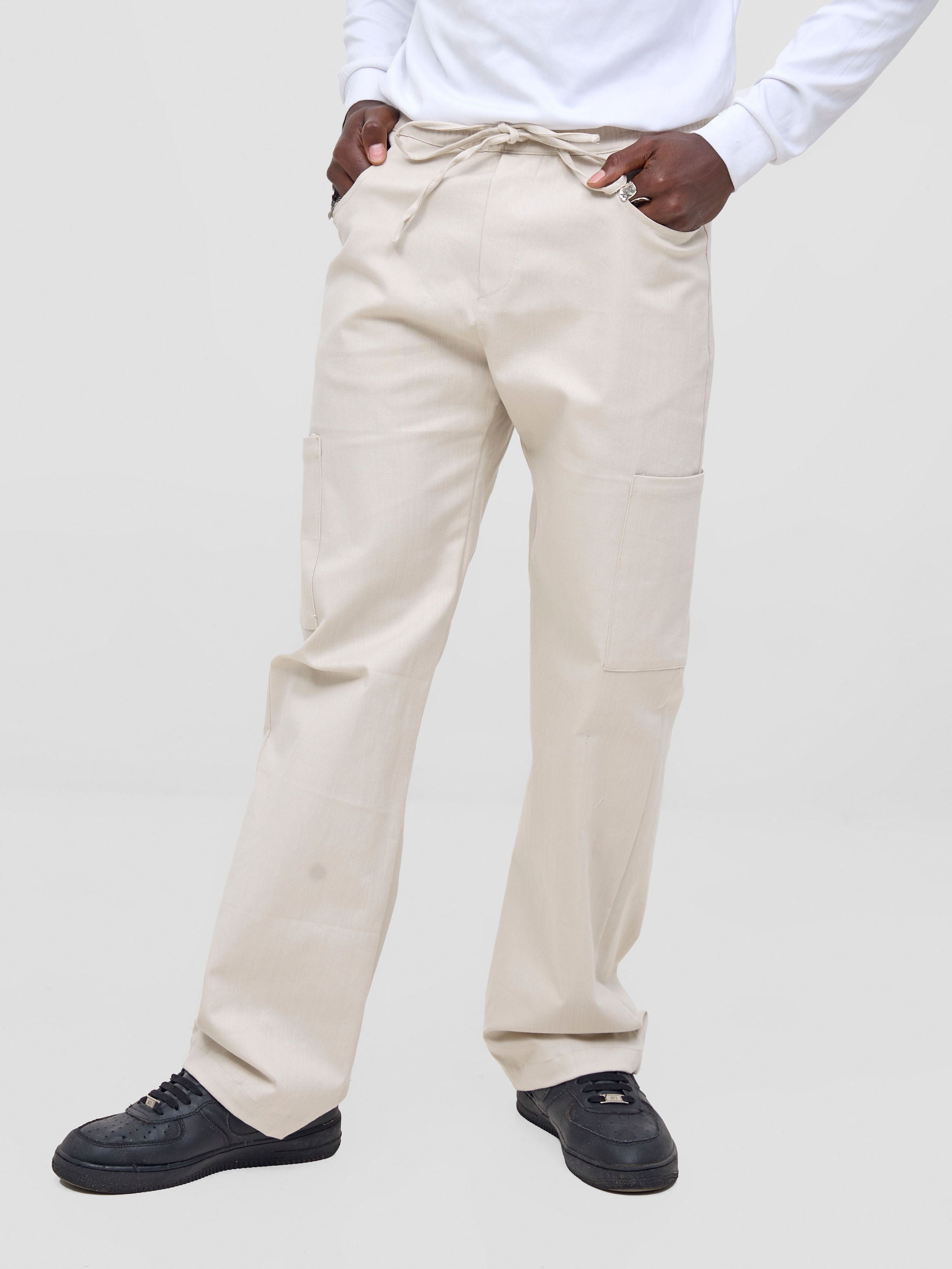 Zoya Nia Wide Cargo Pants - Beige