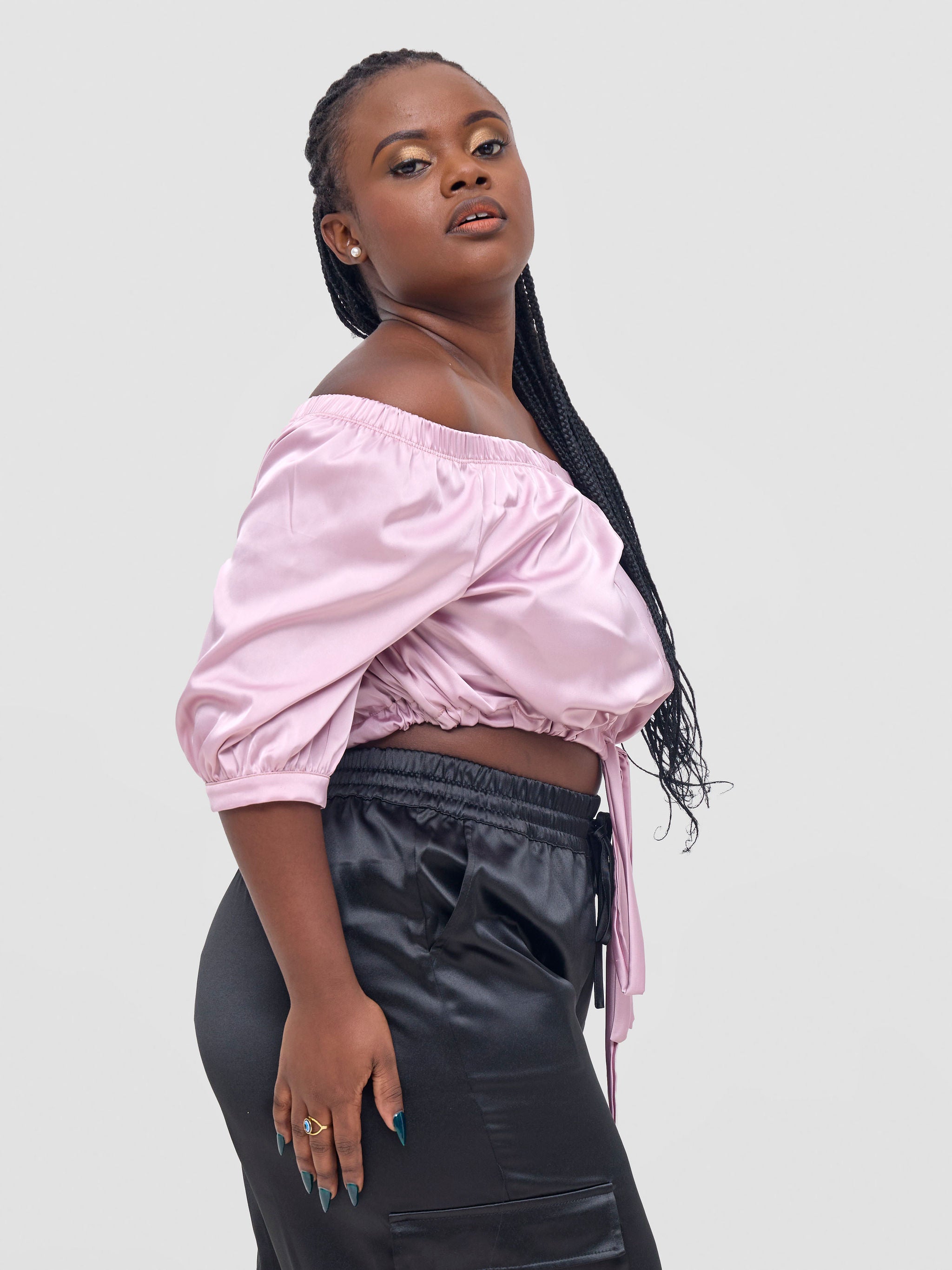 Zoya Nia Off Shoulder Puff Sleeve Top - Peach