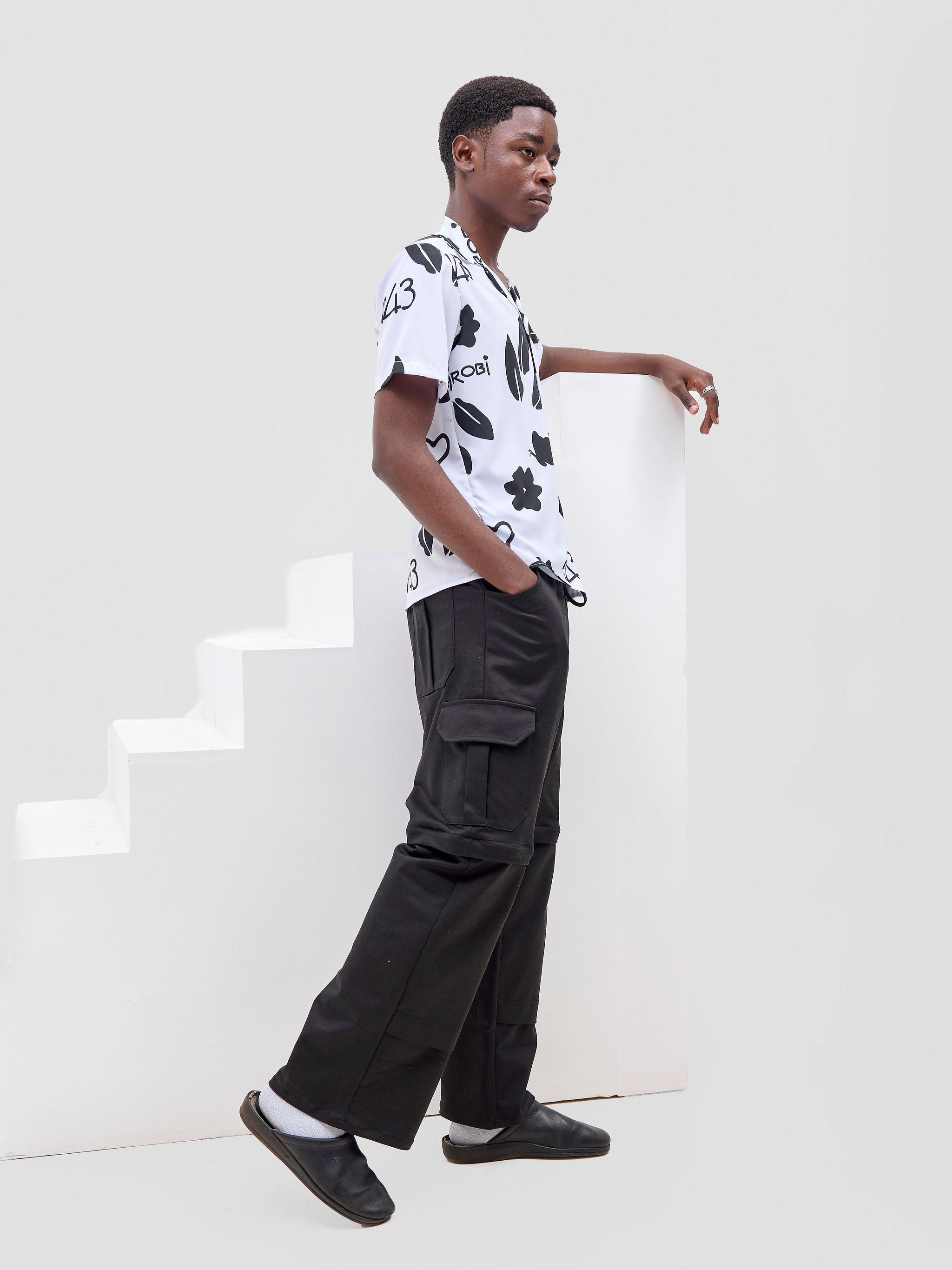 Zoya X Metamorphisized 143 Oversized Bowling Shirt - White / Black