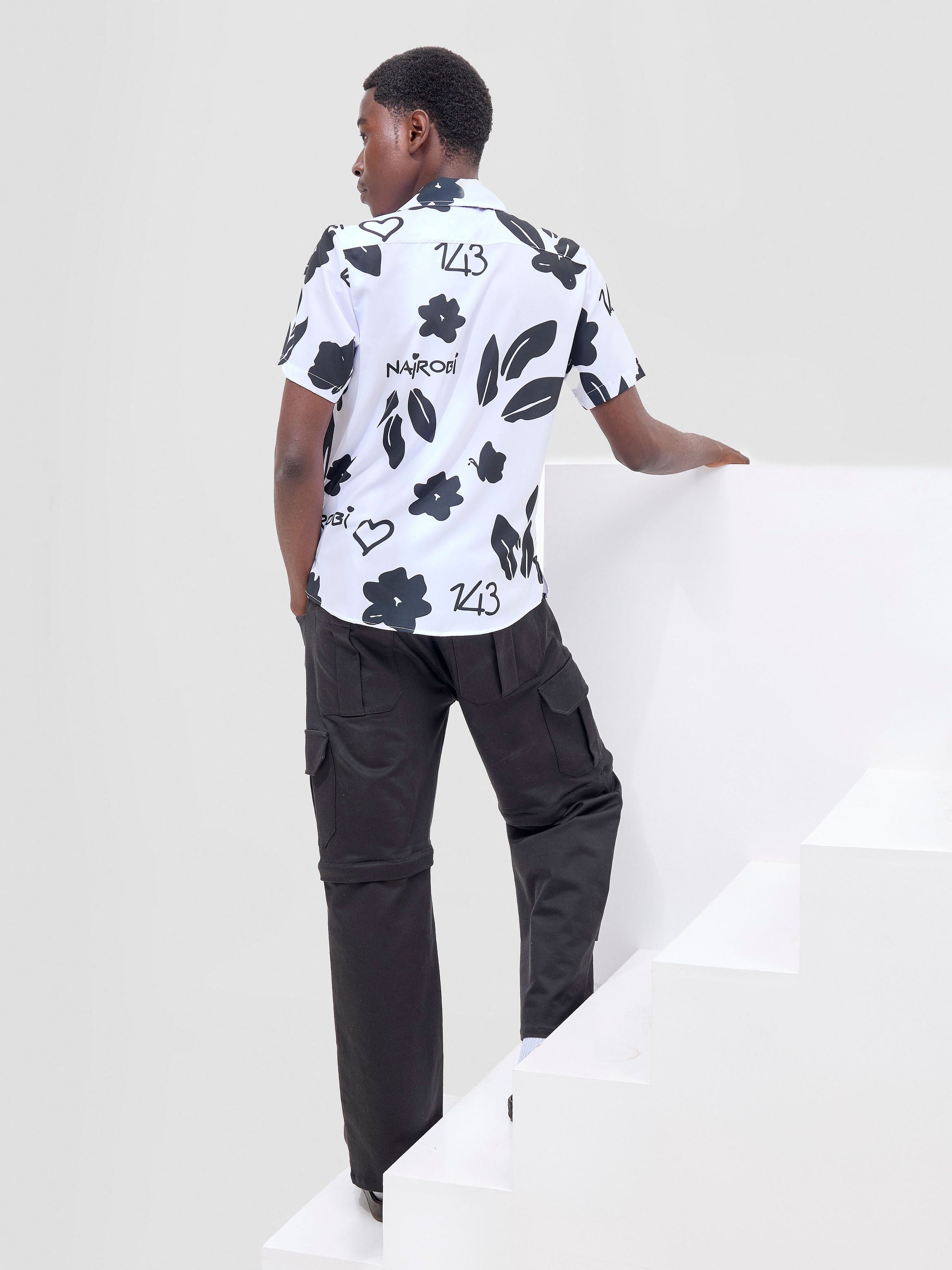 Zoya X Metamorphisized 143 Oversized Bowling Shirt - White / Black