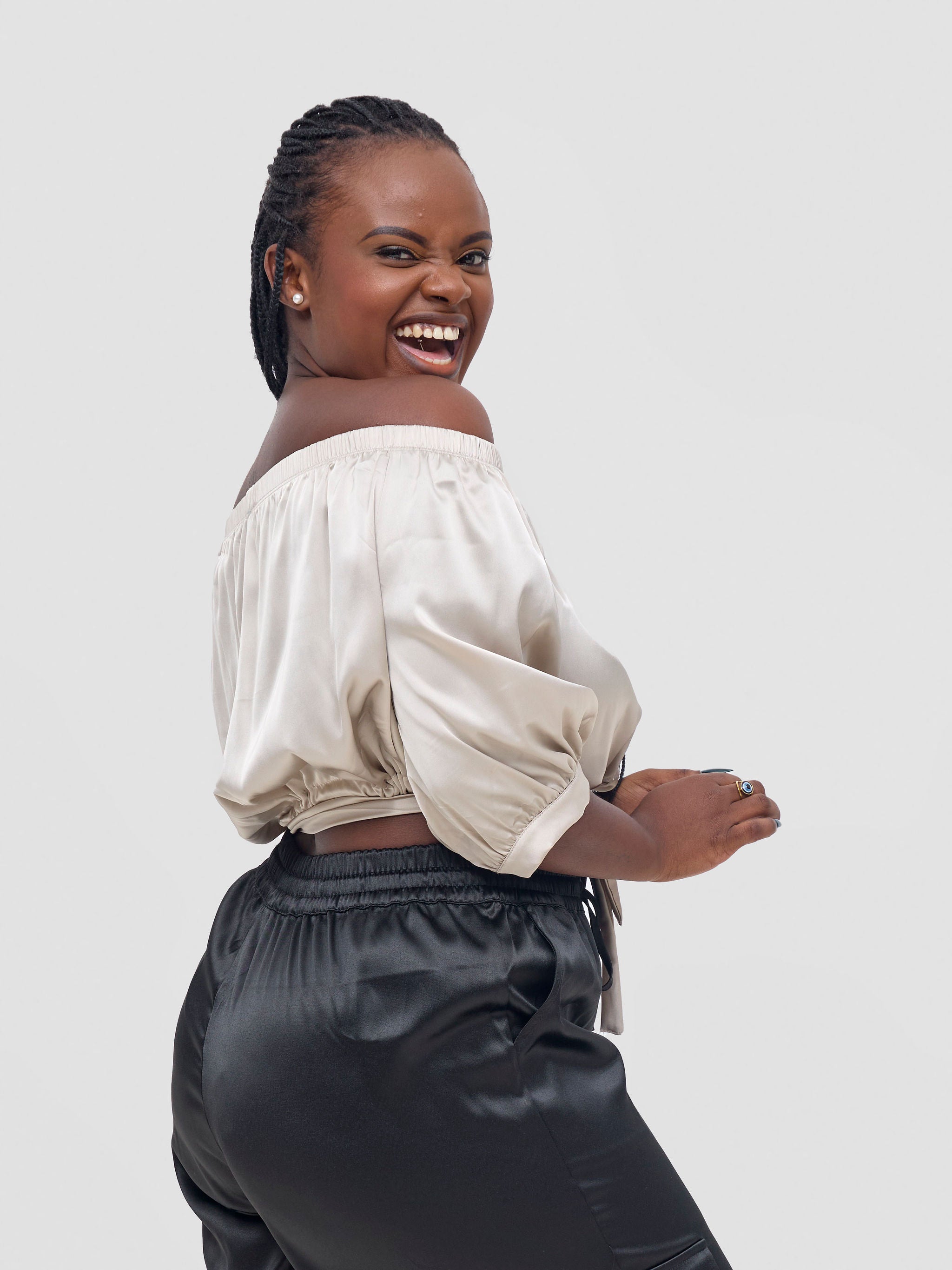 Zoya Nia Off Shoulder Puff Sleeve Top - Ivory