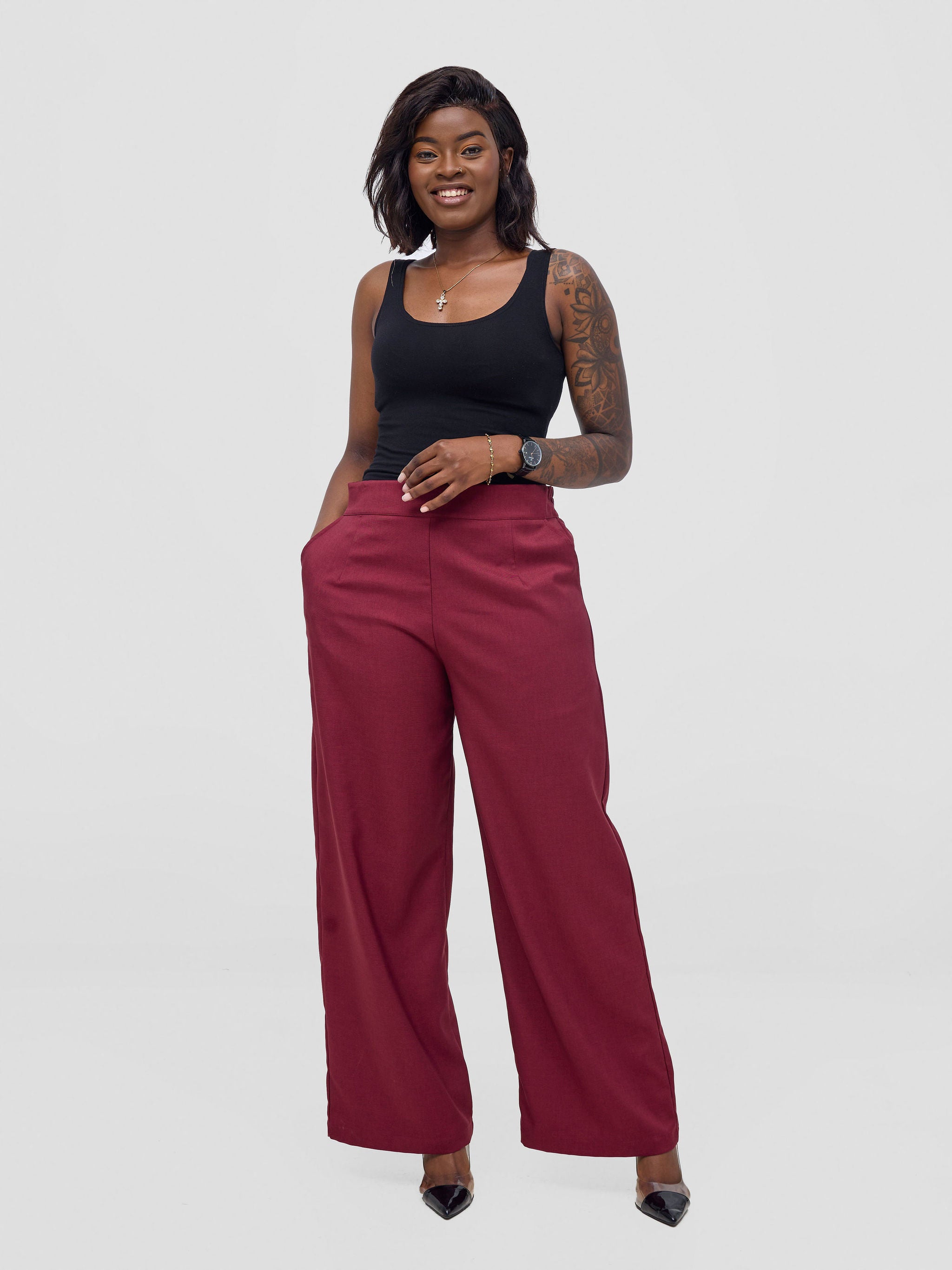 Vivo Niari straight leg Pants - Maroon