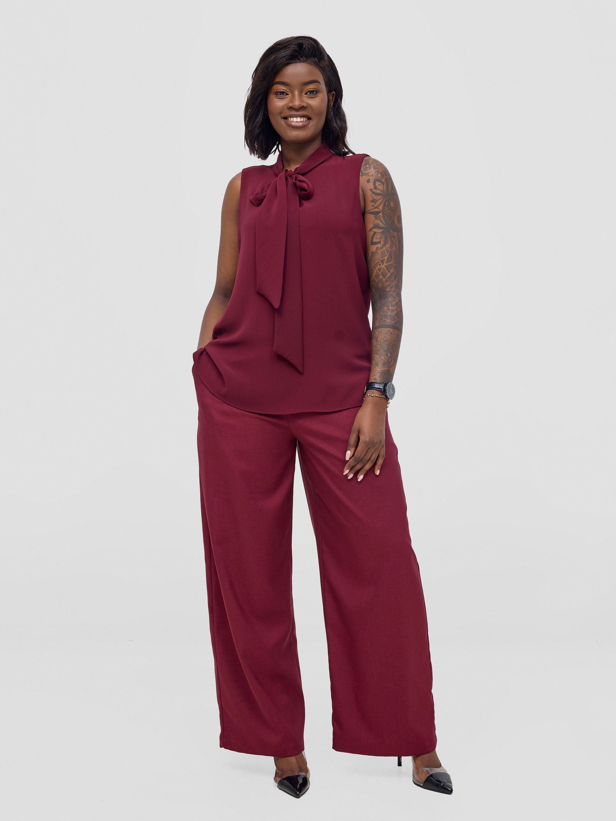 Vivo Niari straight leg Pants - Maroon
