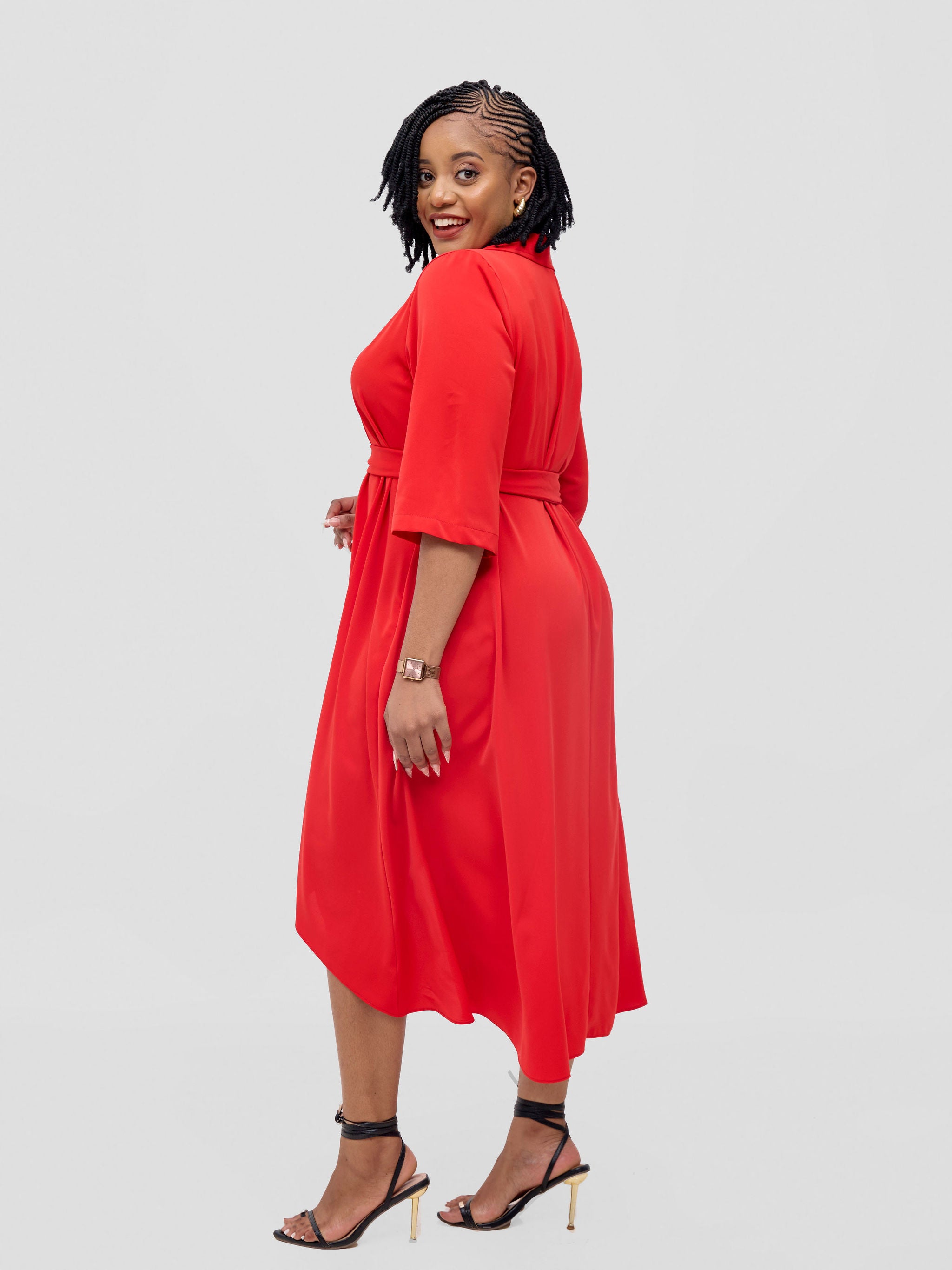 Vivo Yumi High Low Shirt Dress - Red