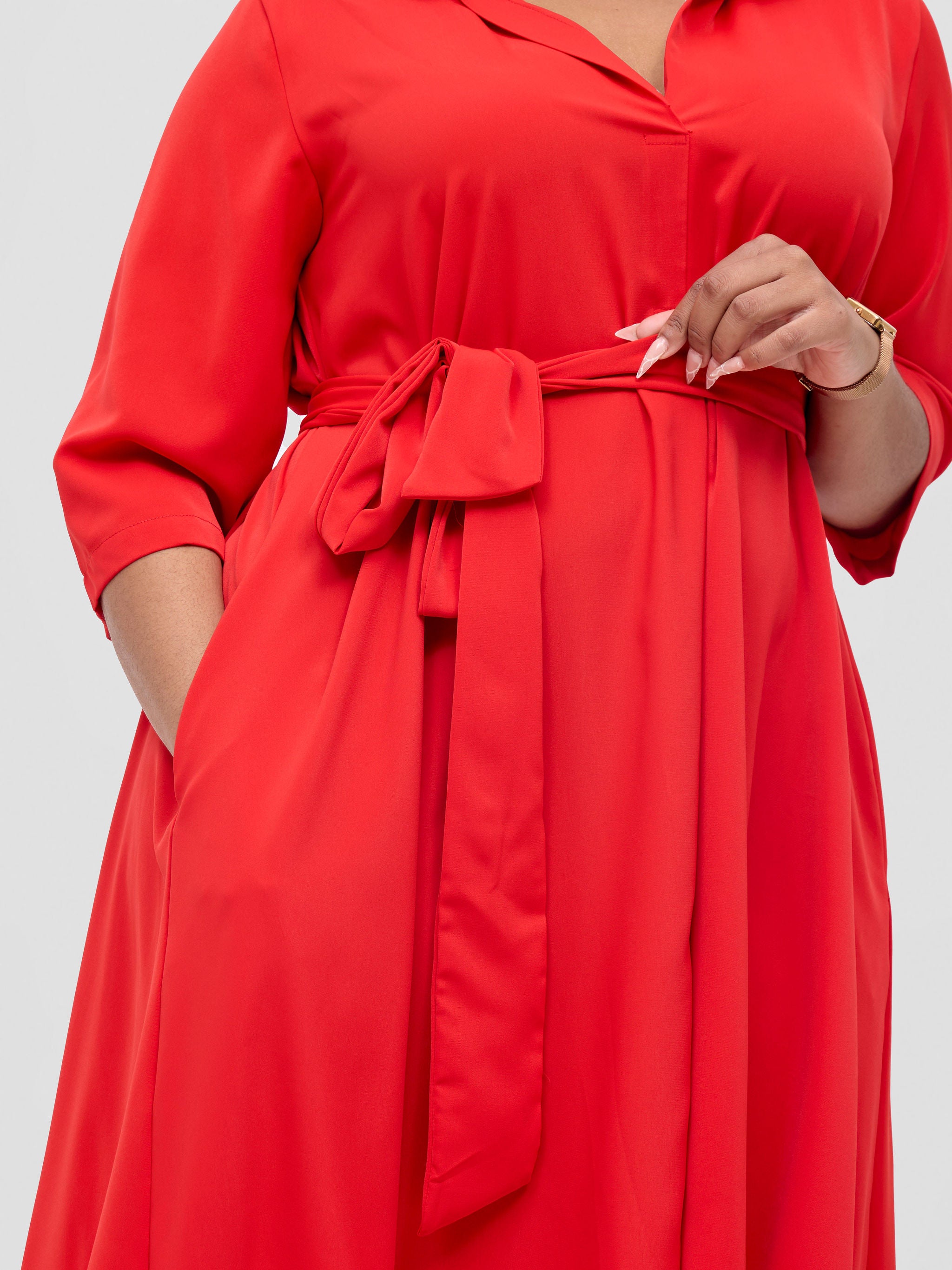 Vivo Yumi High Low Shirt Dress - Red