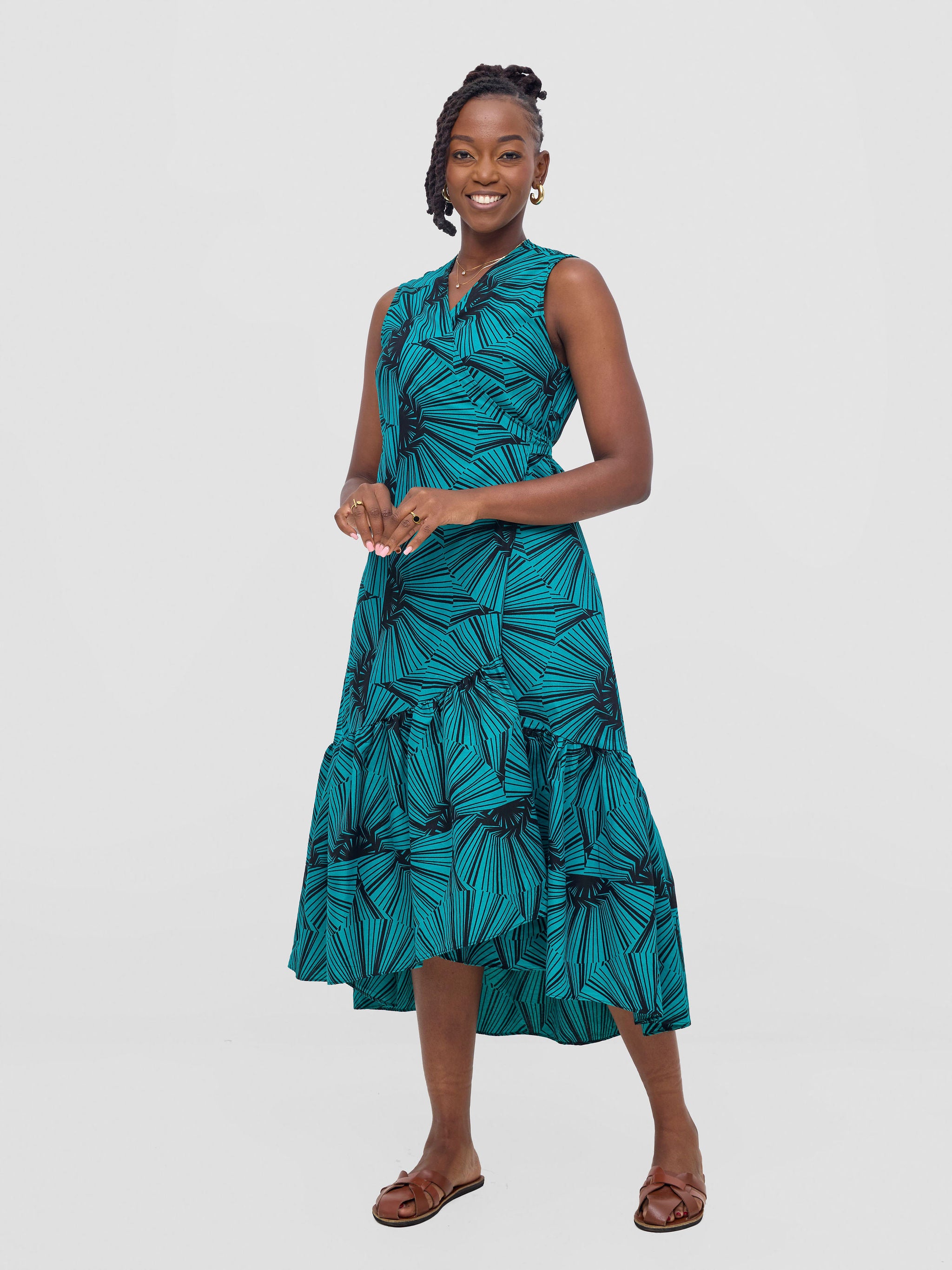 Safari Savannah Kitenge Midi Wrap Dress - Lashi Print