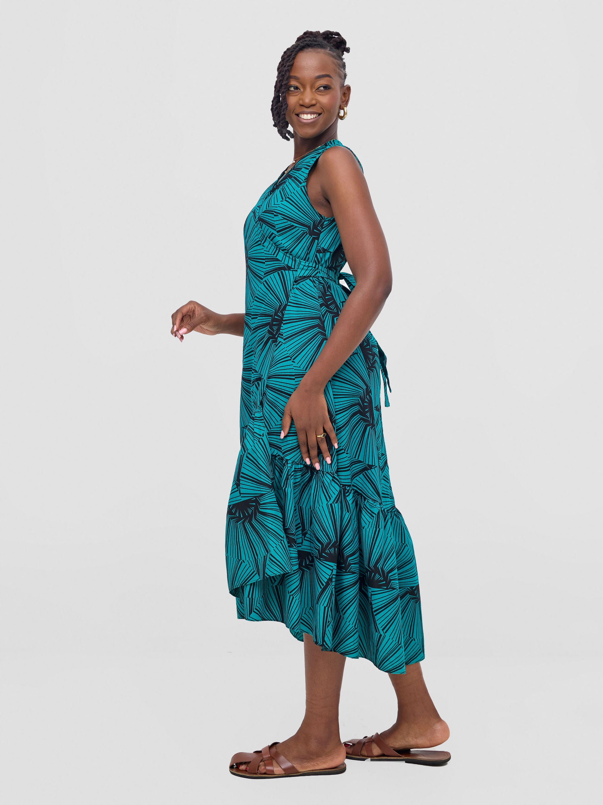 Safari Savannah Kitenge Midi Wrap Dress - Lashi Print
