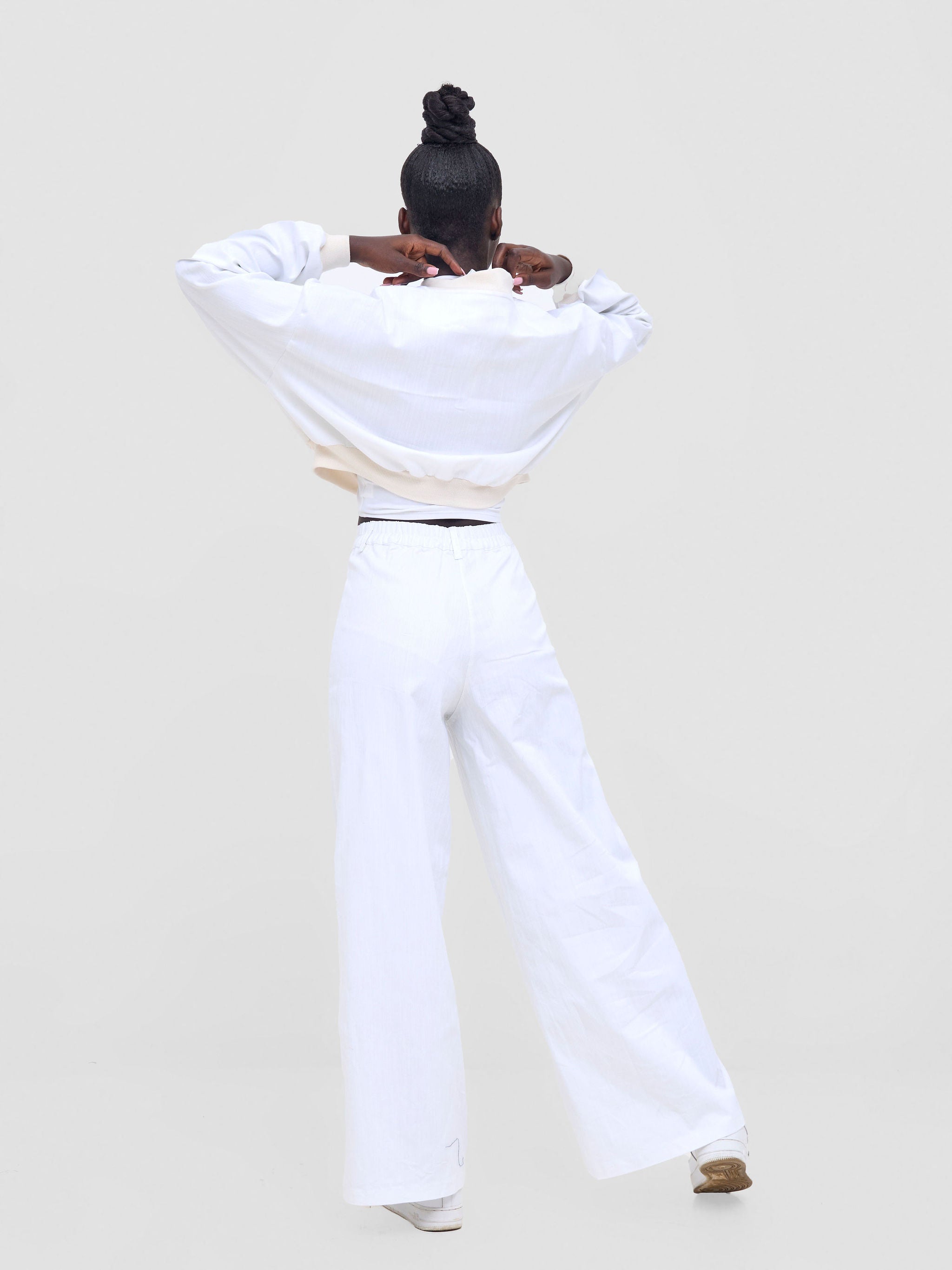 Zoya Nia Crop Bomber Jacket - White