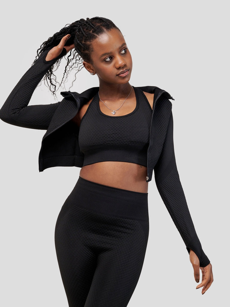Ava Fitness Elenah High Waisted Leggings - Black - Shopzetu