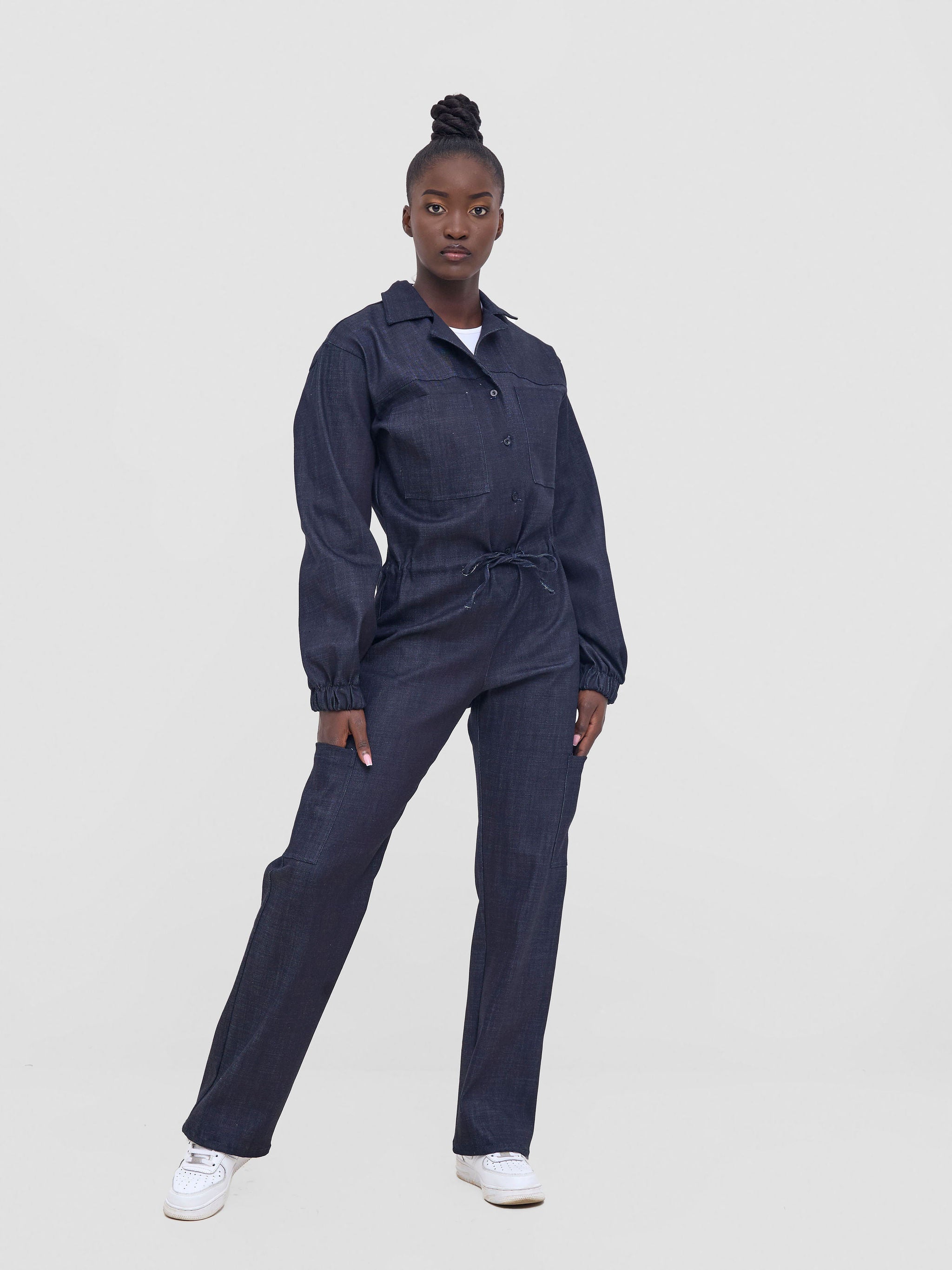 Zoya Nia Cargo Overalls - Navy Blue