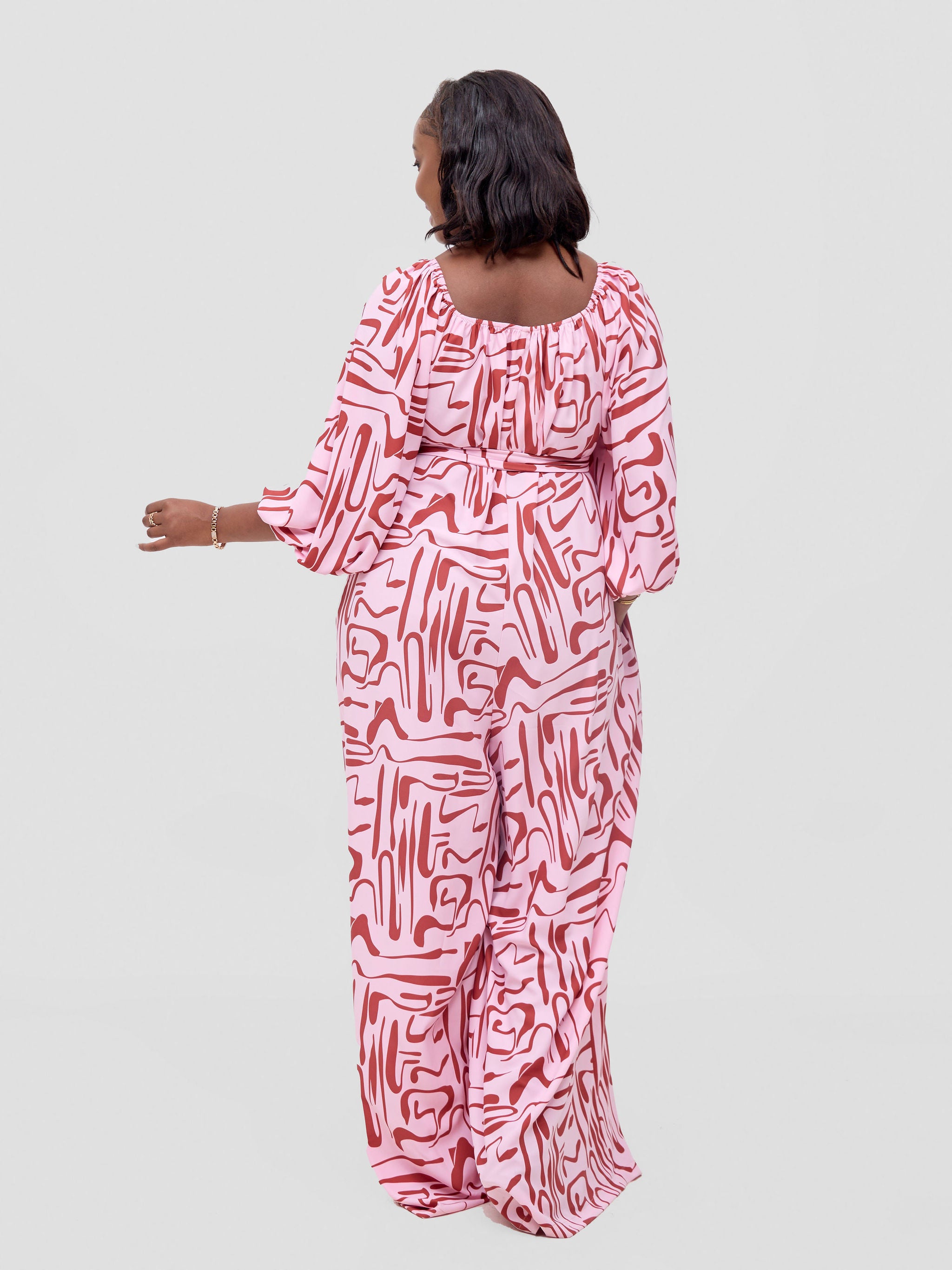 Vivo Serwa Square Neck Maxi Dress - Coral / Black Sera Print