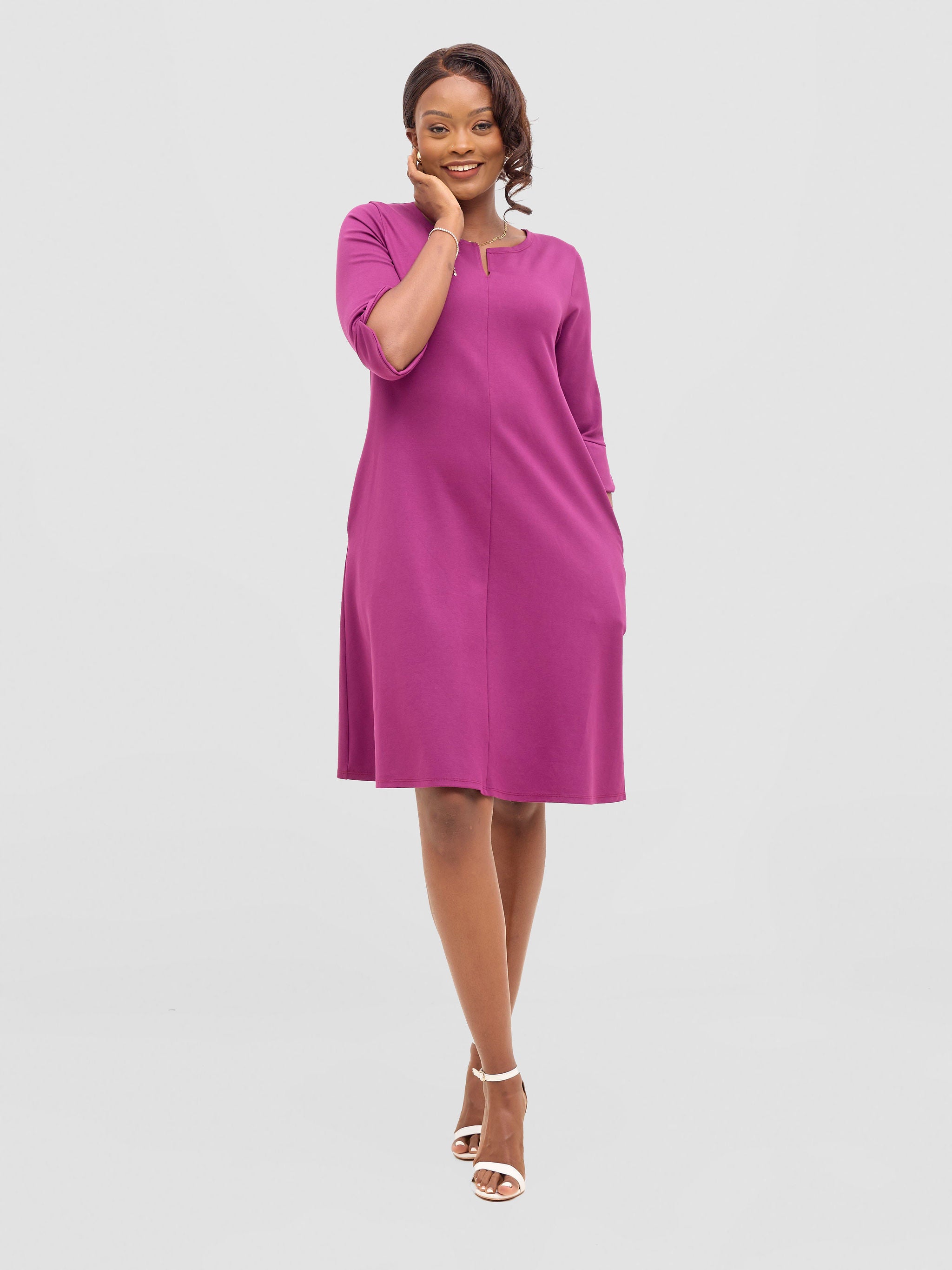 Vivo Zawadi Keyhole Dress - Purple
