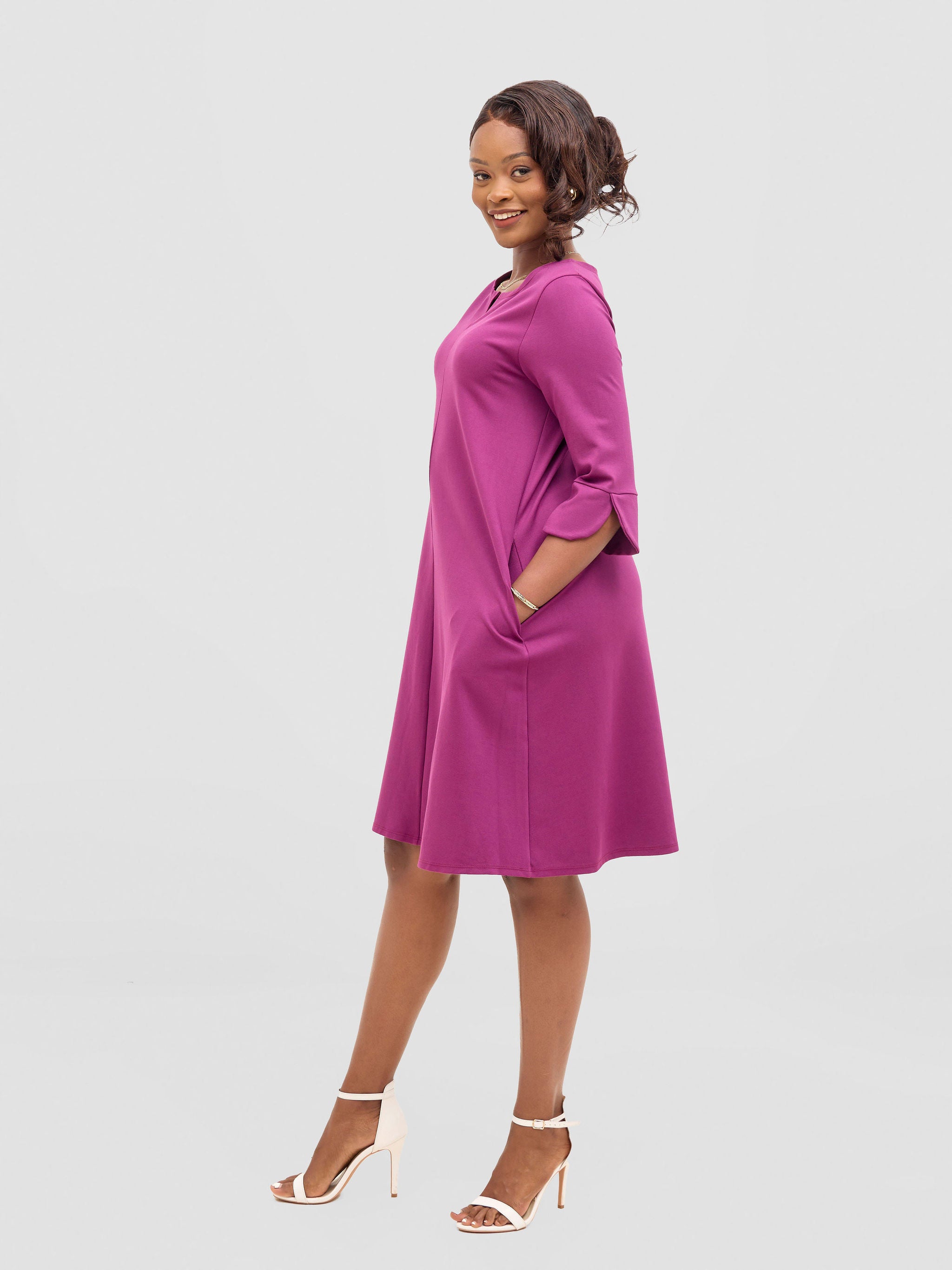 Vivo Zawadi Keyhole Dress - Purple