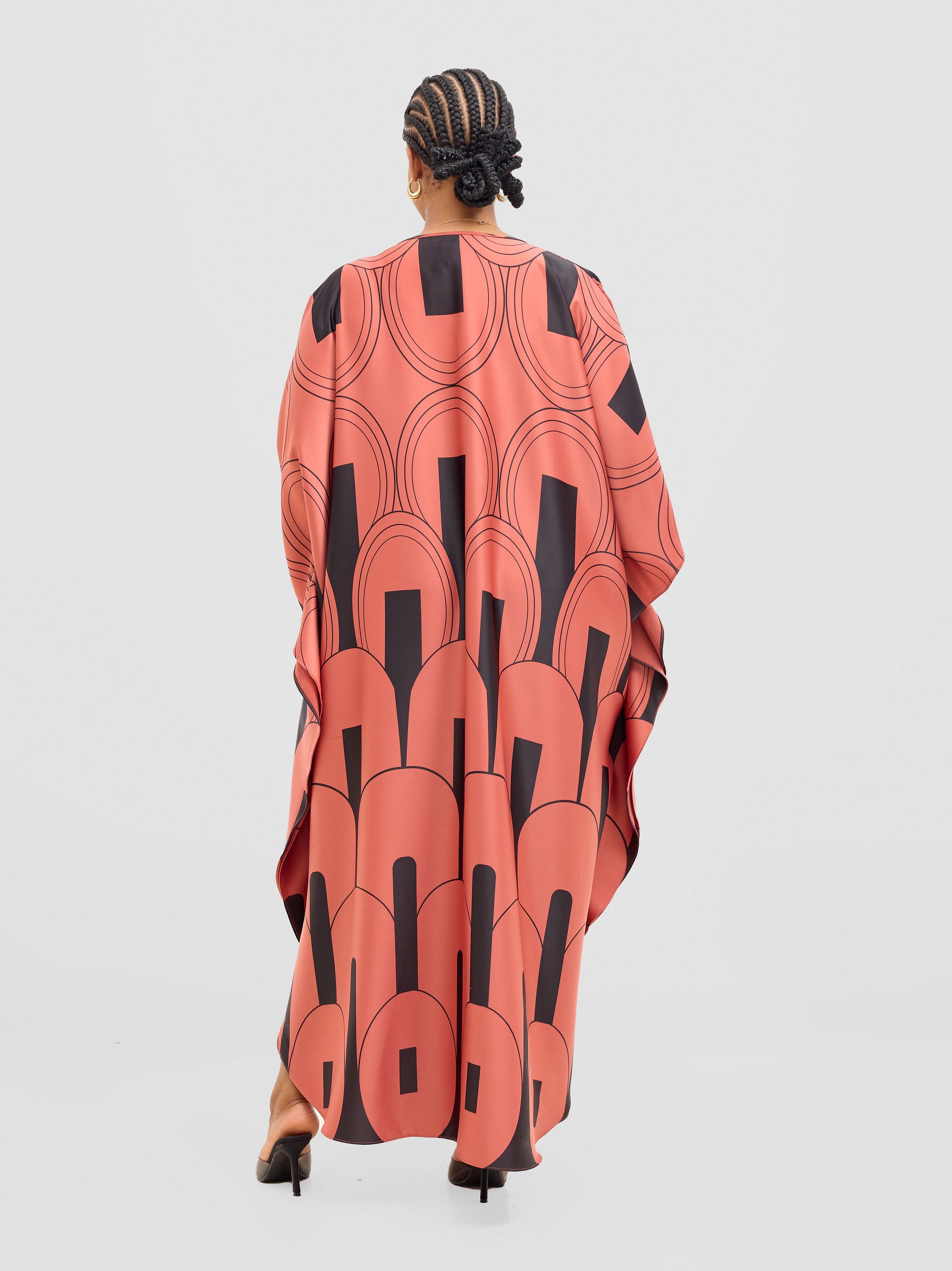 Vivo Amai Maxi Kaftan Dress - Rust / Black Lango Print