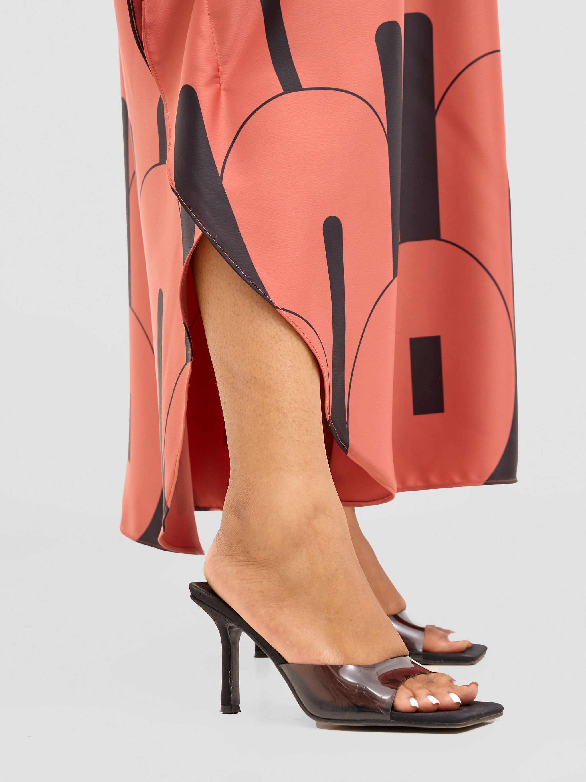 Vivo Amai Maxi Kaftan Dress - Rust / Black Lango Print