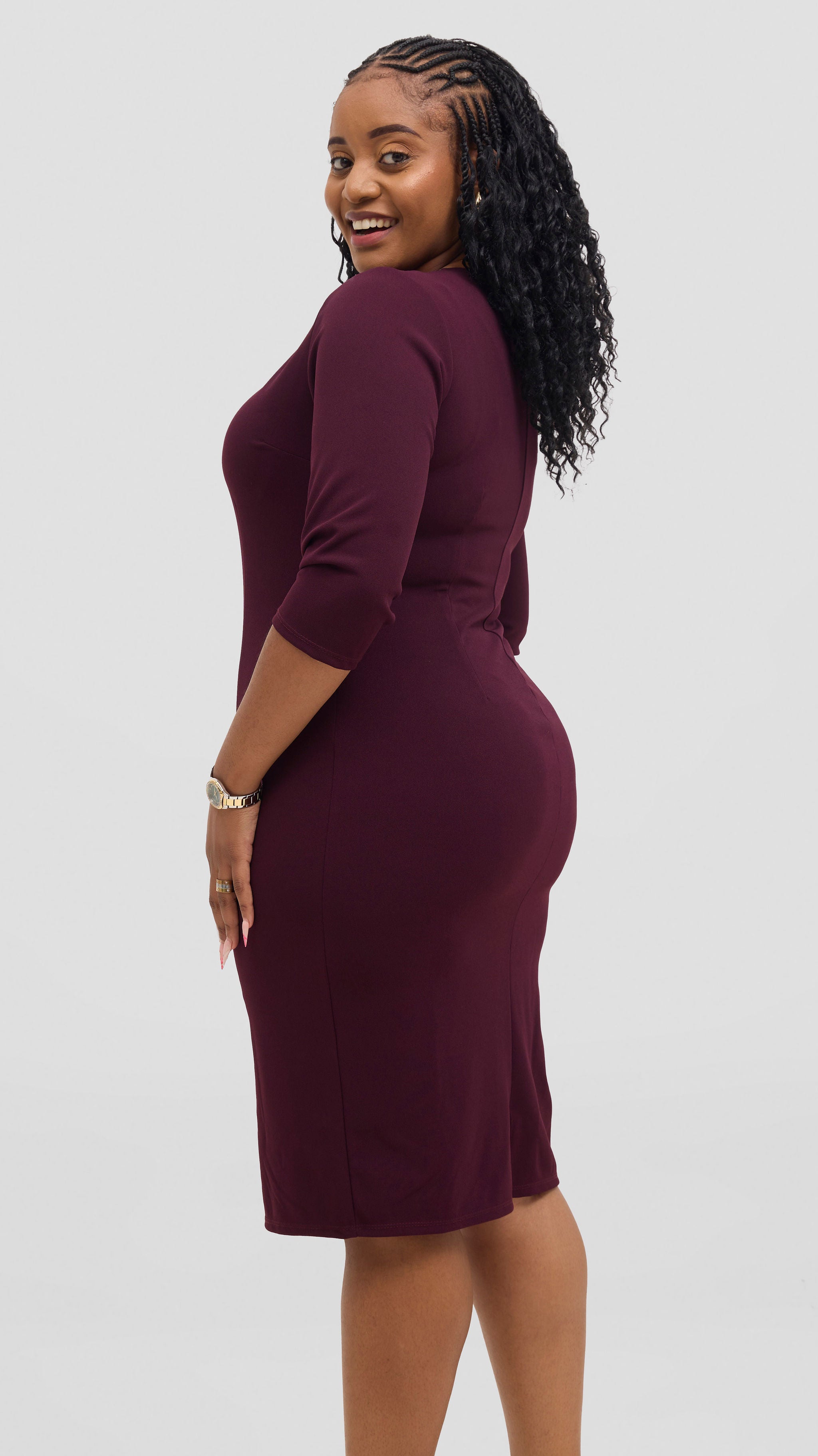 Vivo J.O V-Neck Sheath Dress - Burgundy