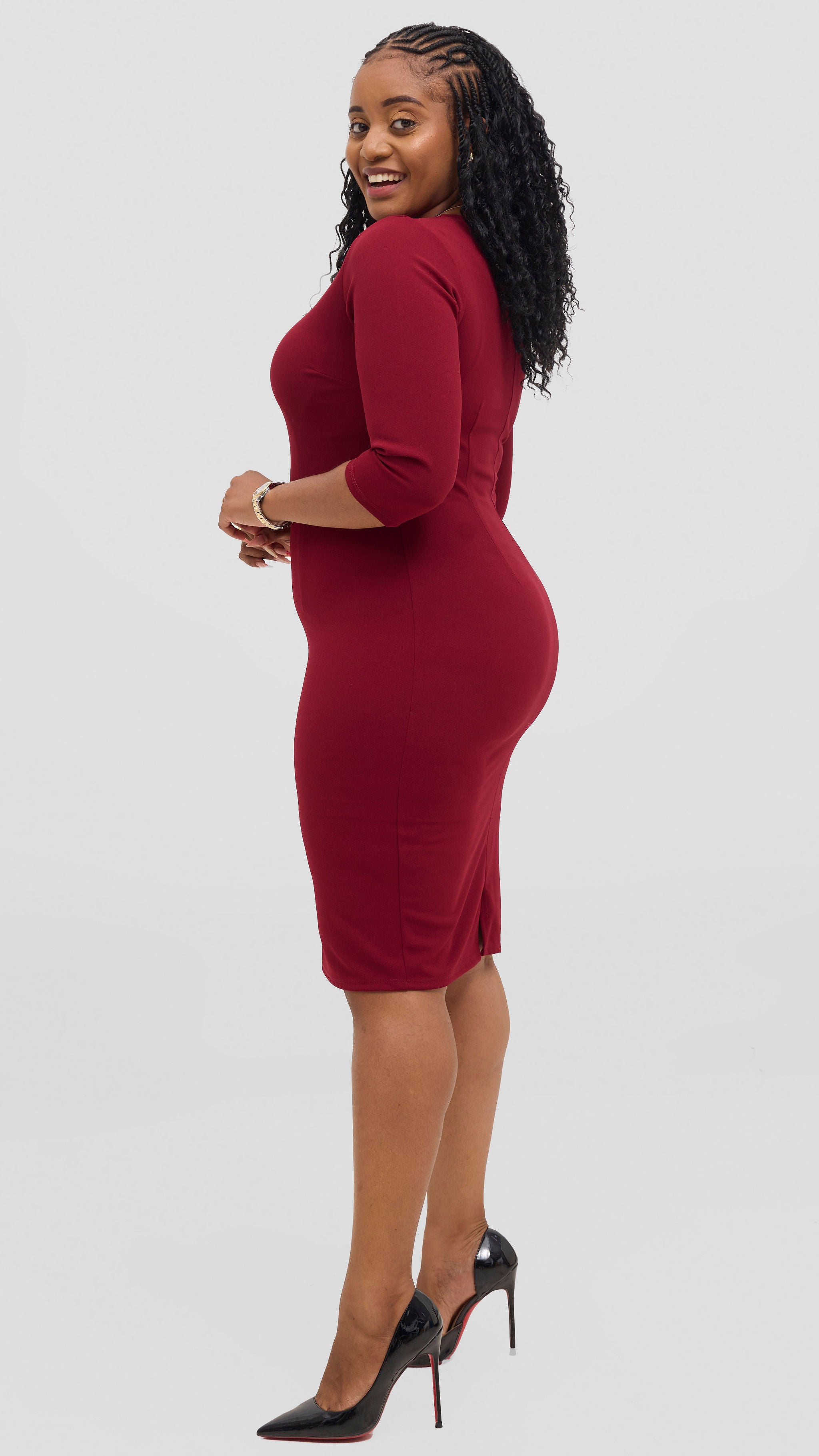 Vivo J.O V-Neck Sheath Dress - Wine Red