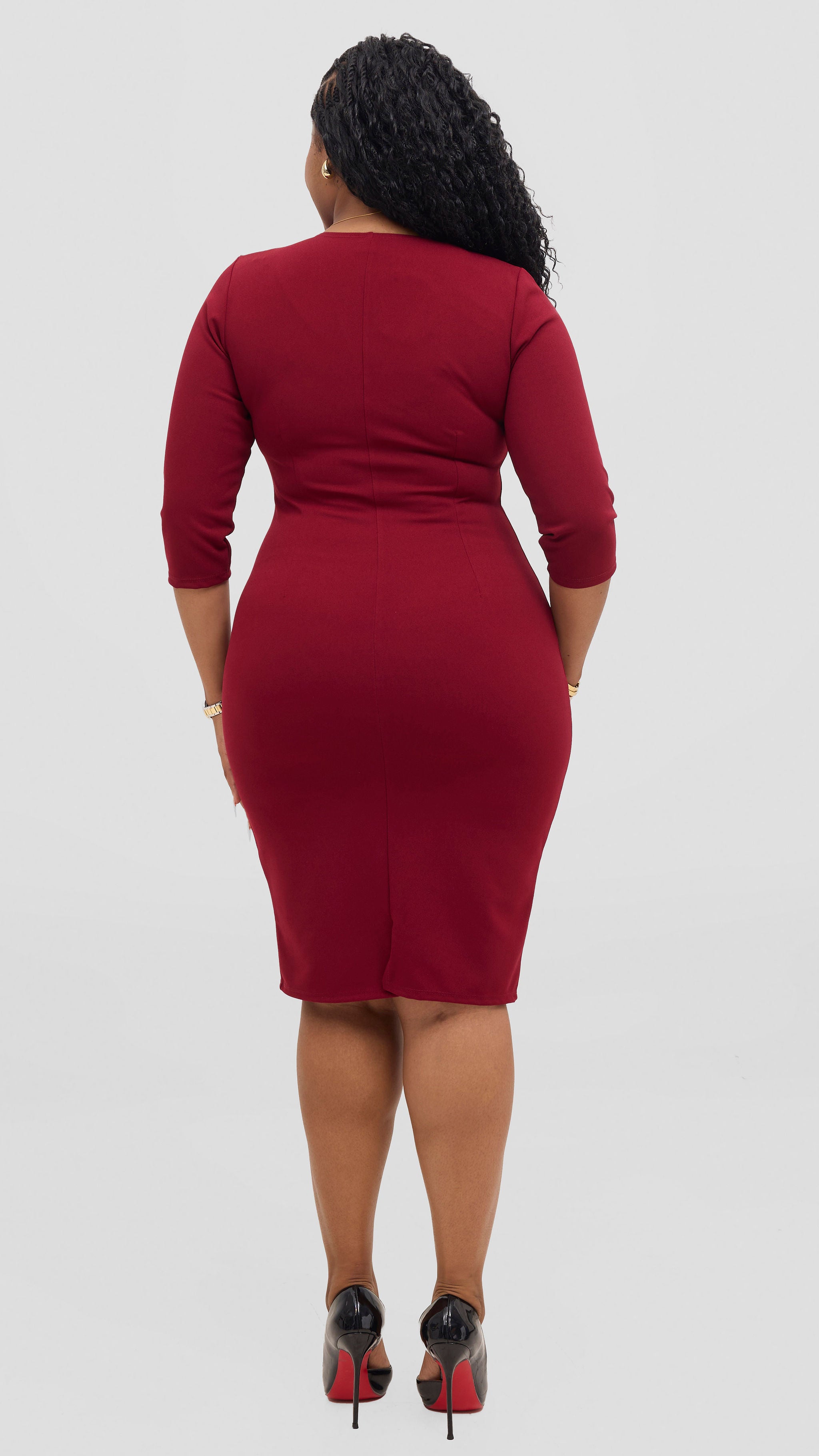 Vivo J.O V-Neck Sheath Dress - Wine Red