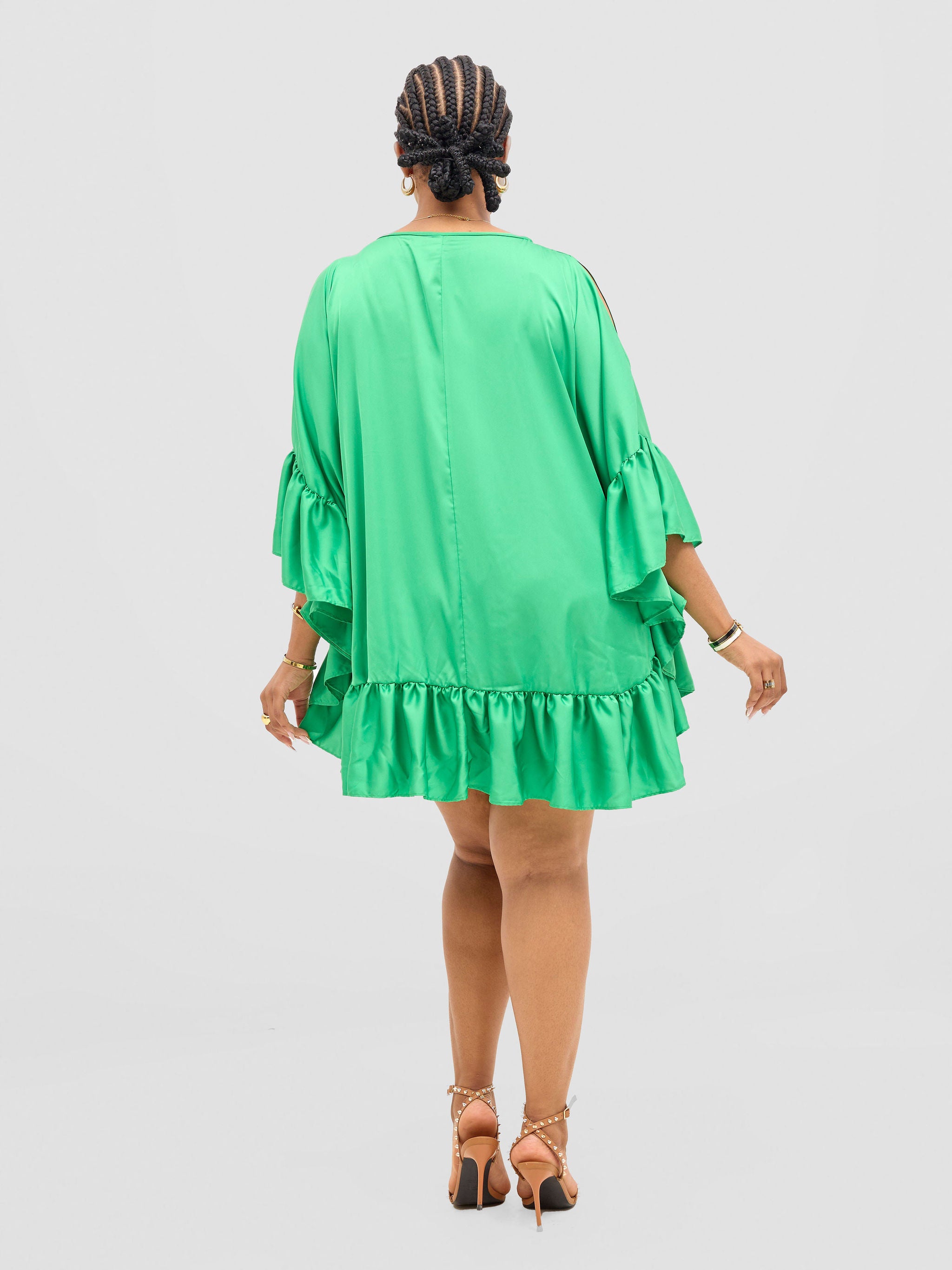 Vivo Malindi Tunic Dress With Frills - Green