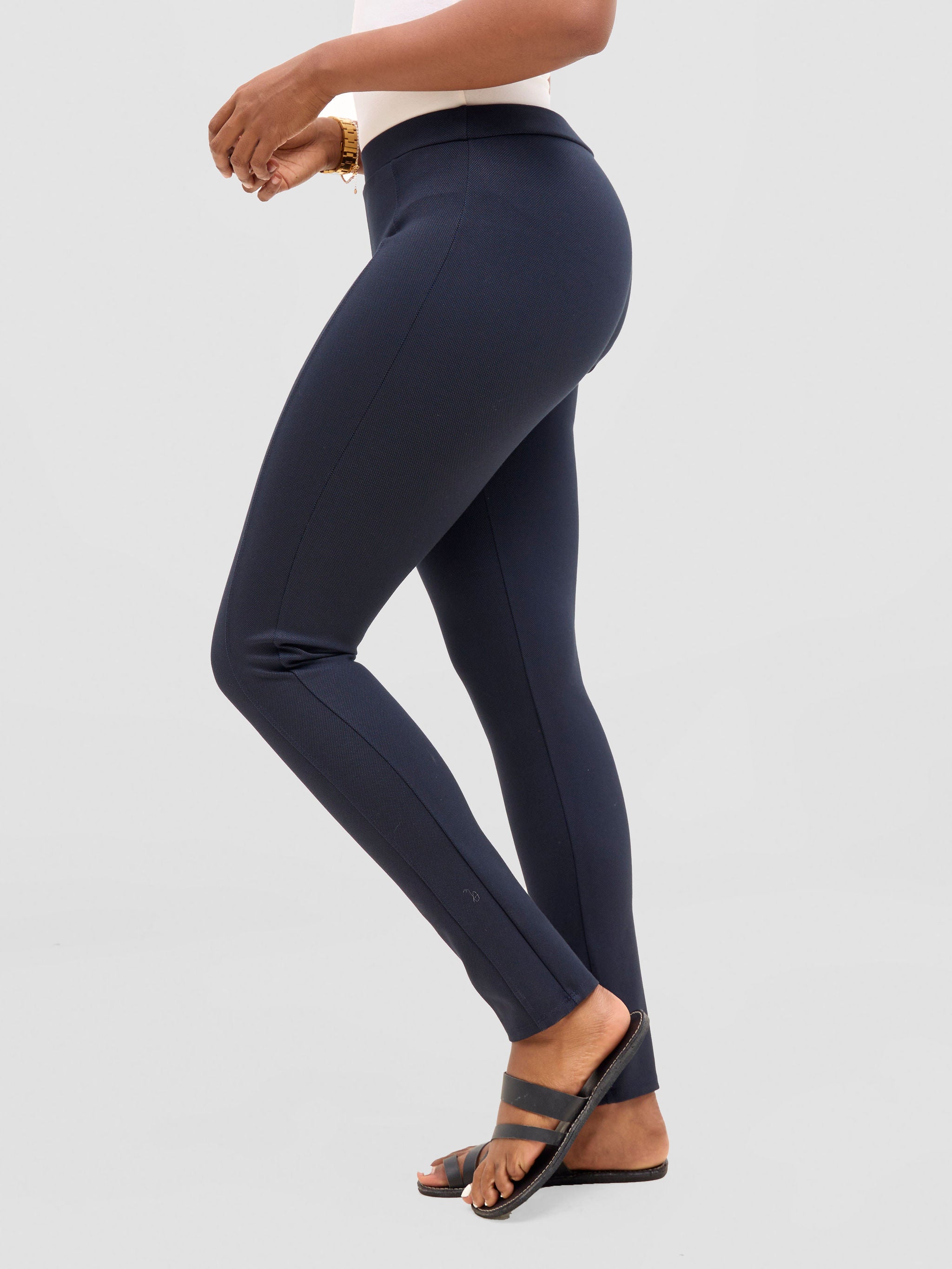 Vivo Basic Panelled Leisure Pants - Navy Dotted