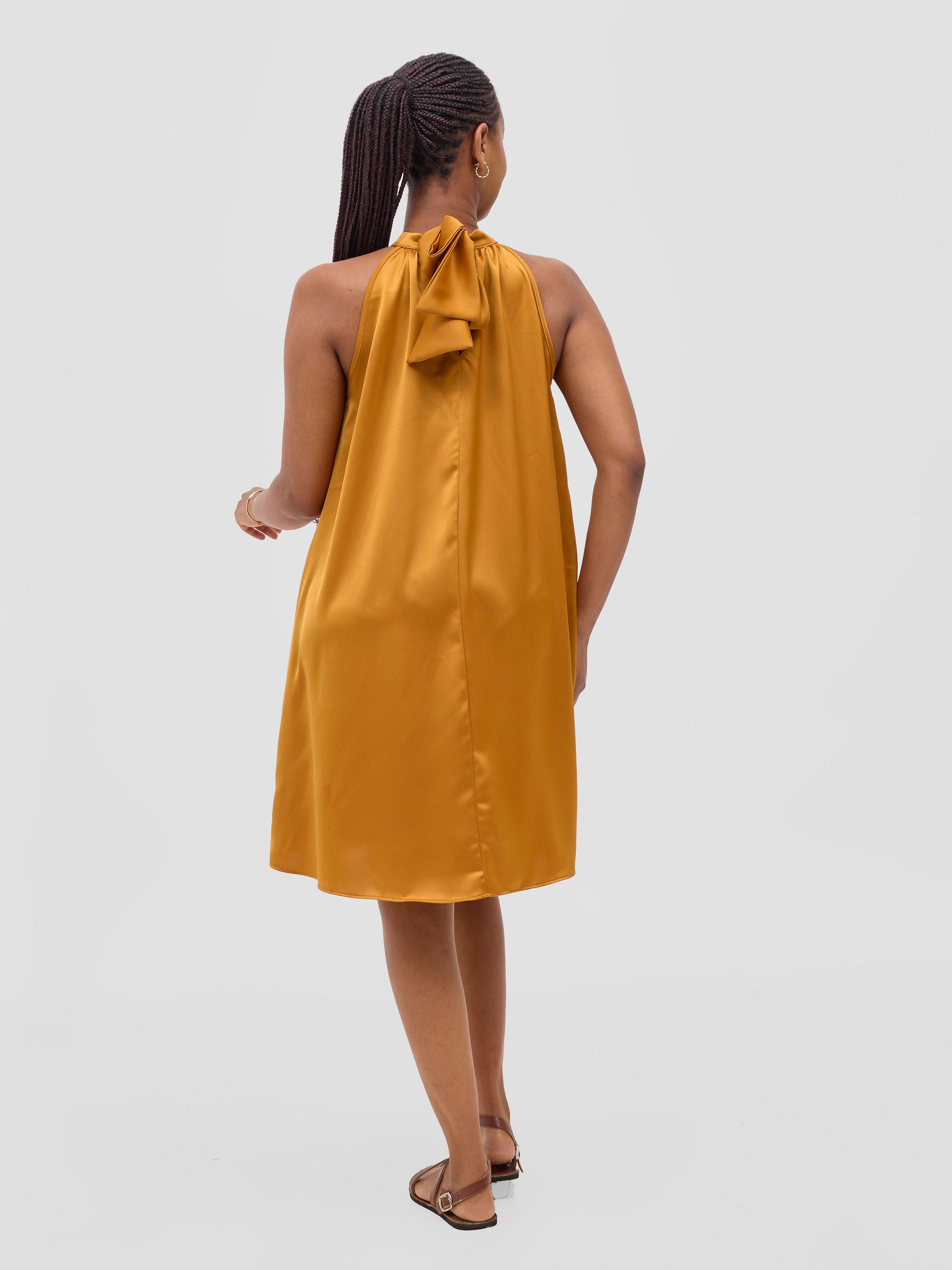 Vivo Meli Halter Neck Dress - Mustard