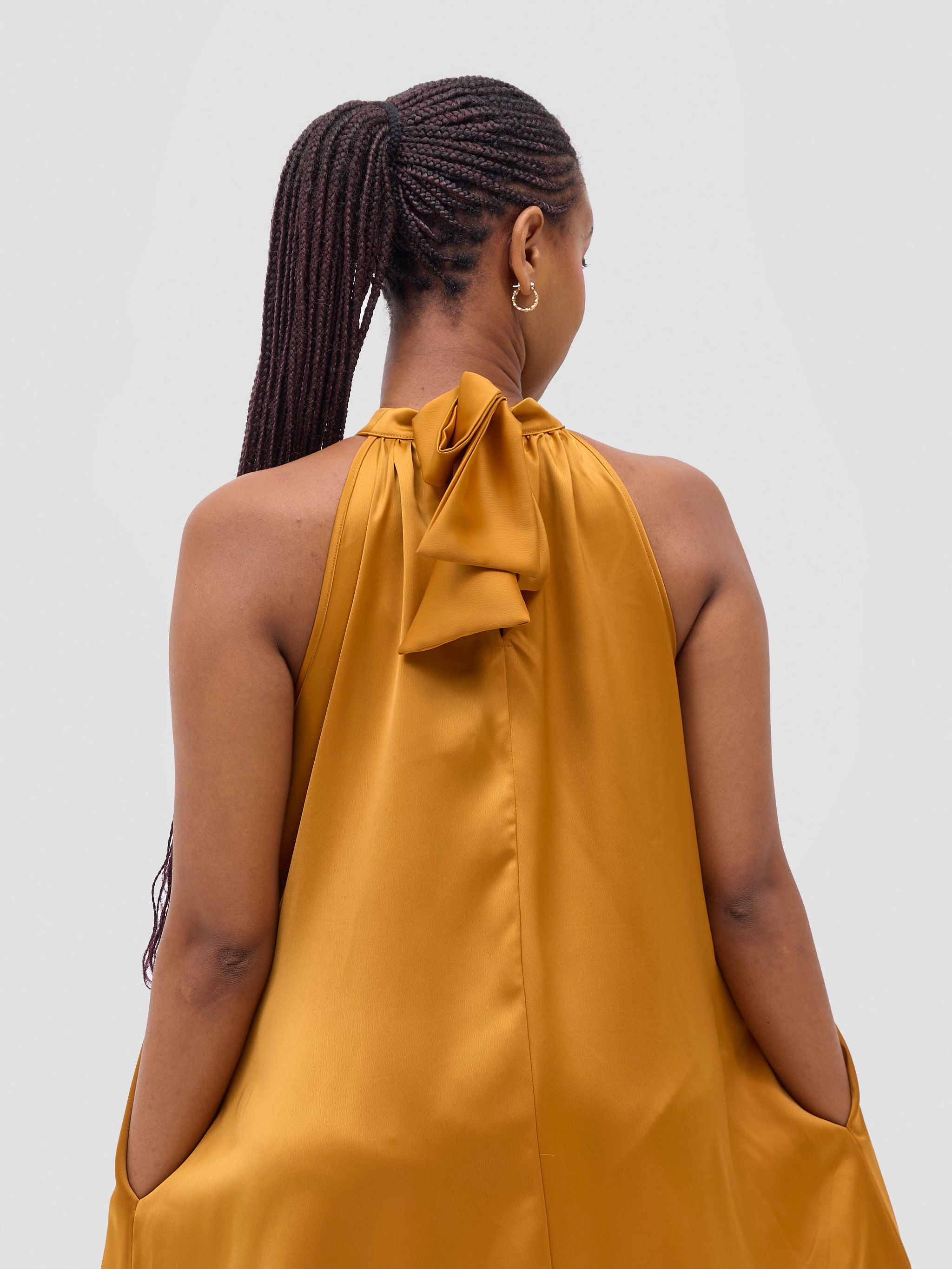 Vivo Meli Halter Neck Dress - Mustard