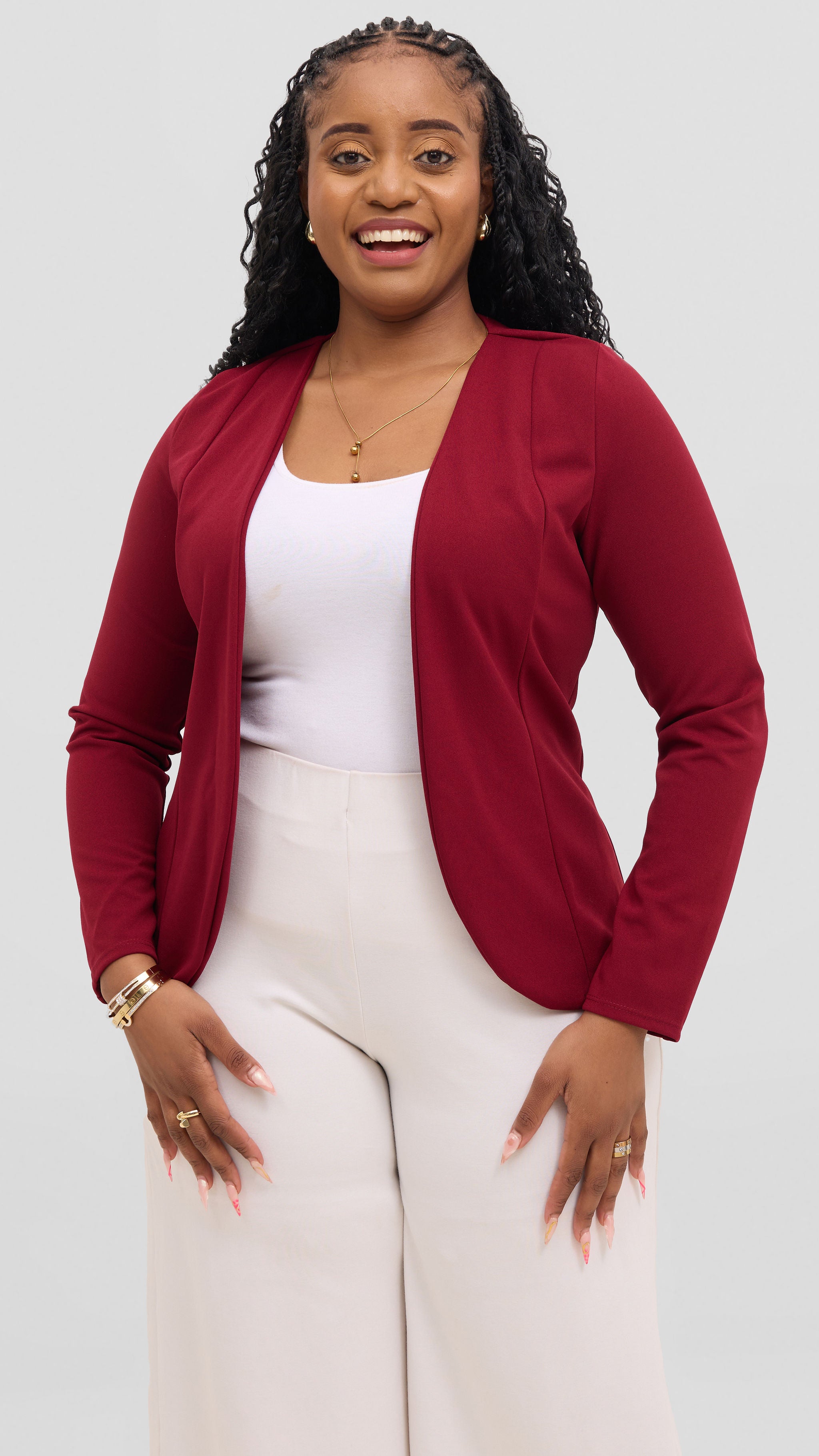Vivo Basic Dua Jacket - Wine Red