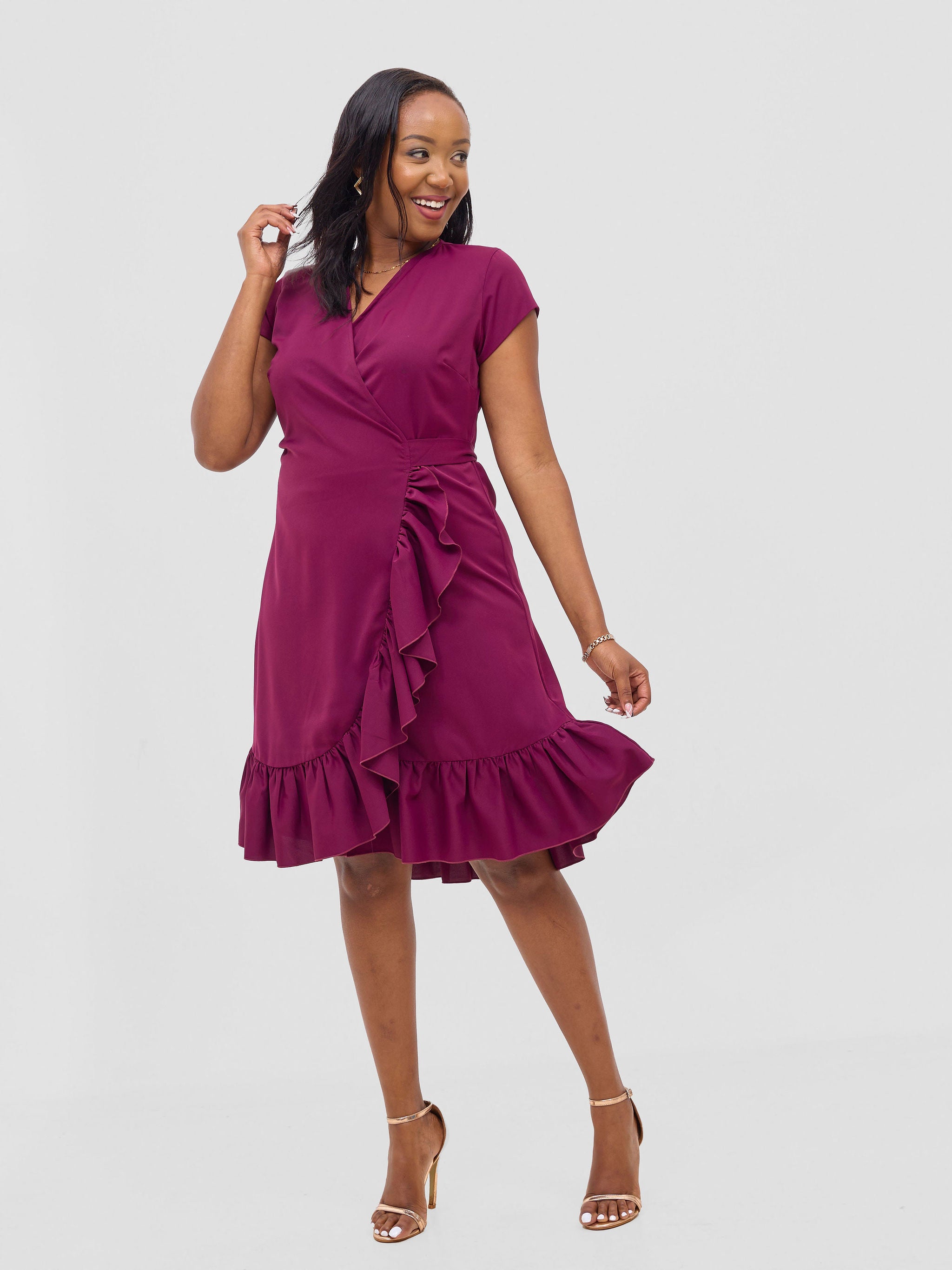 Vivo Wena Wrap Dress - Burgundy