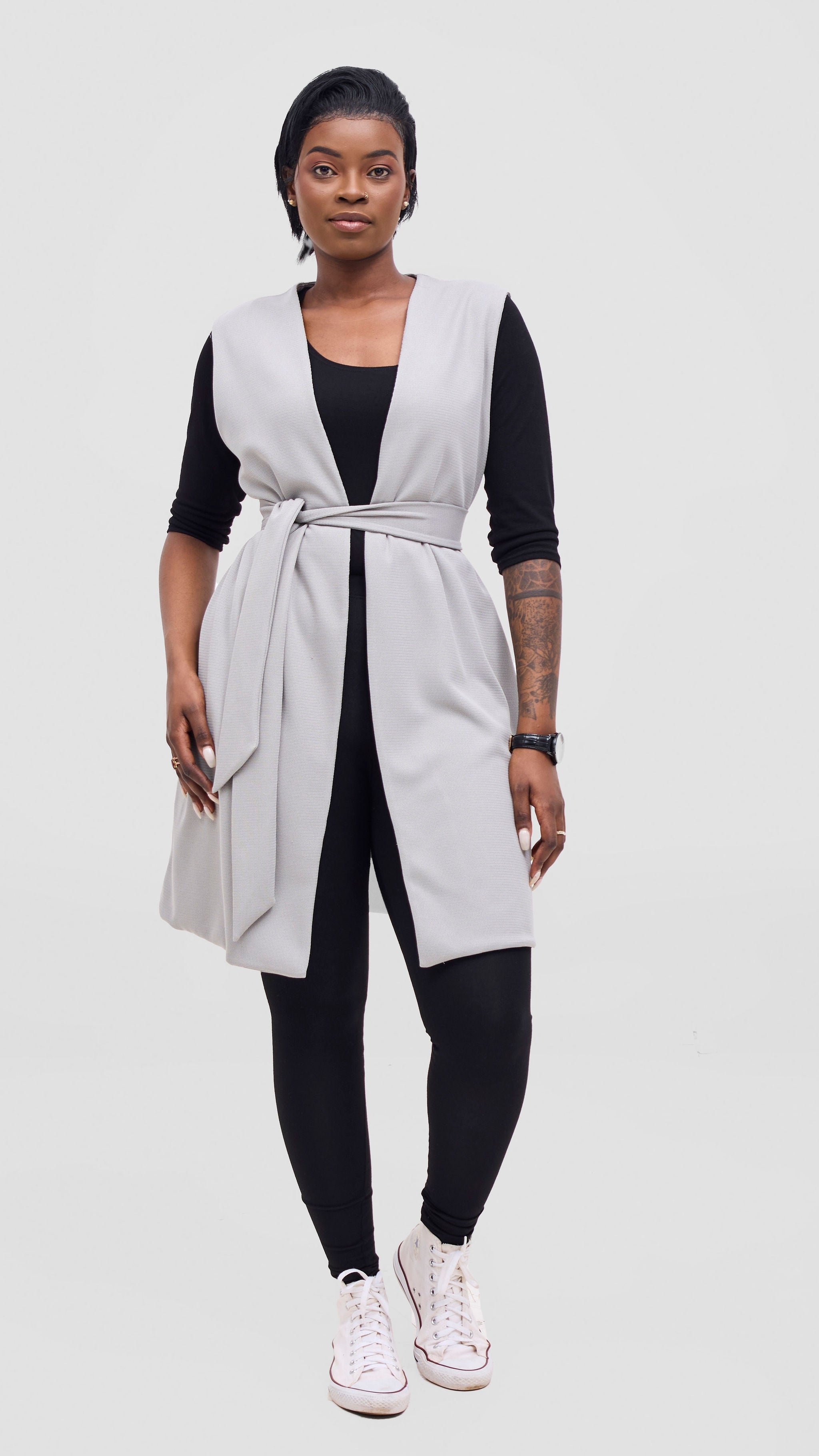 Vivo Selah Double Layered Coat - Light Grey