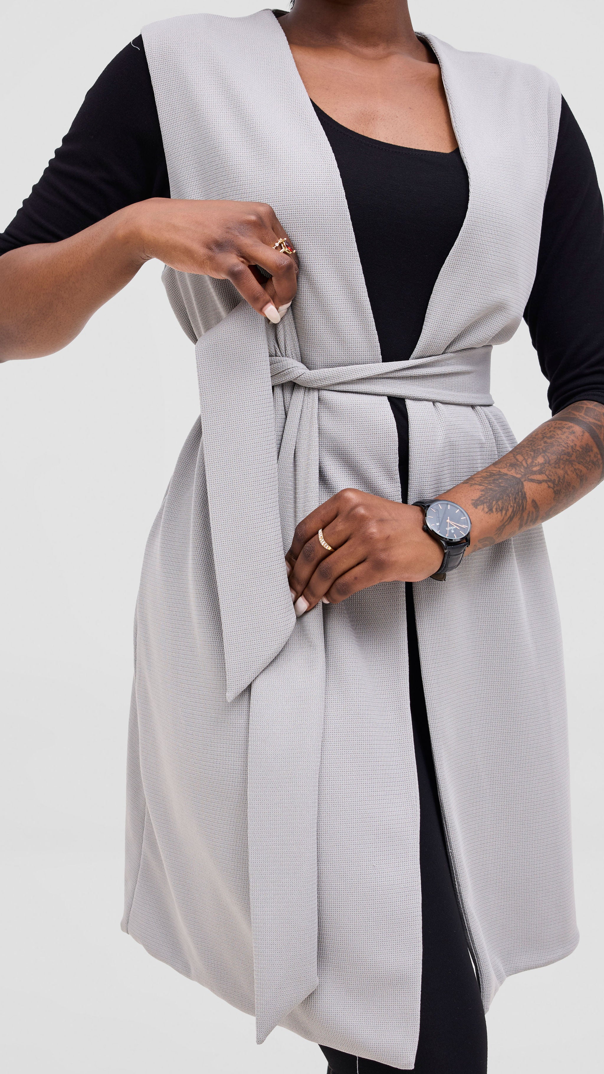 Vivo Selah Double Layered Coat - Light Grey
