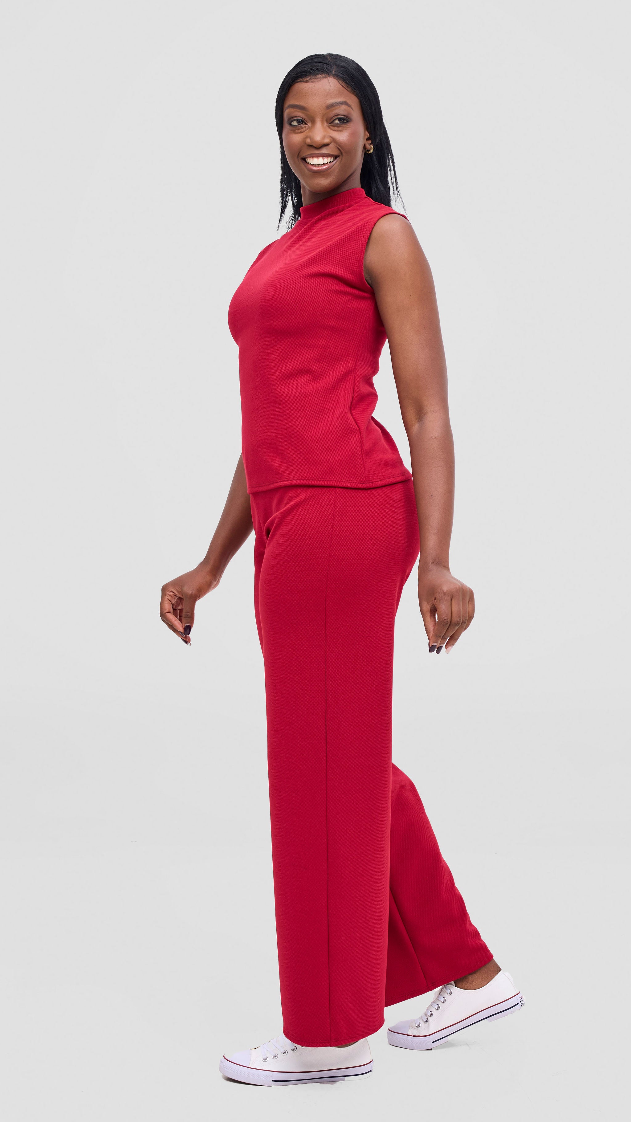 Vivo Selah Mock Neck Top - Dark Red