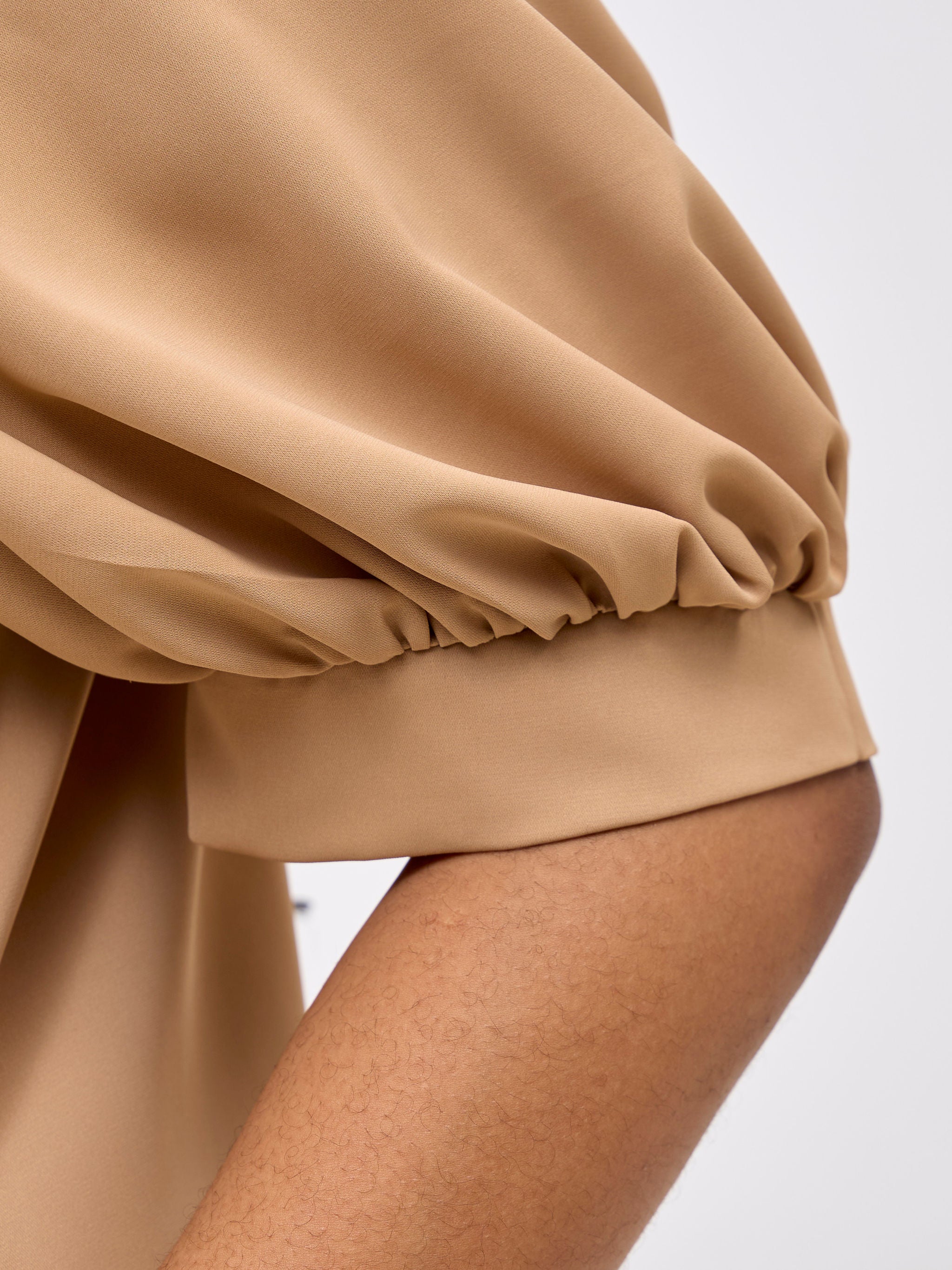 Vivo Wingu Puff Sleeve Knee Length Dress - Light Tan