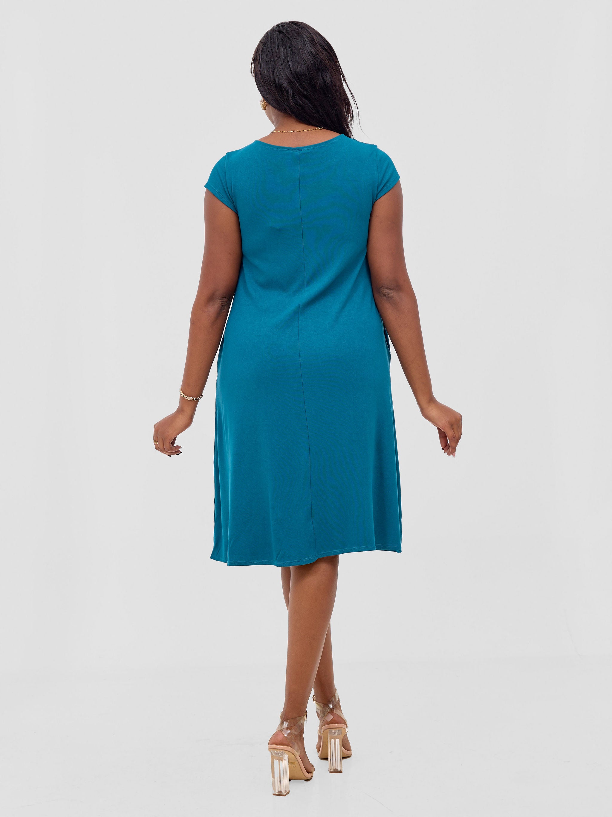 Vivo Leila Cap Sleeve Tent Knee Length Dress - Teal