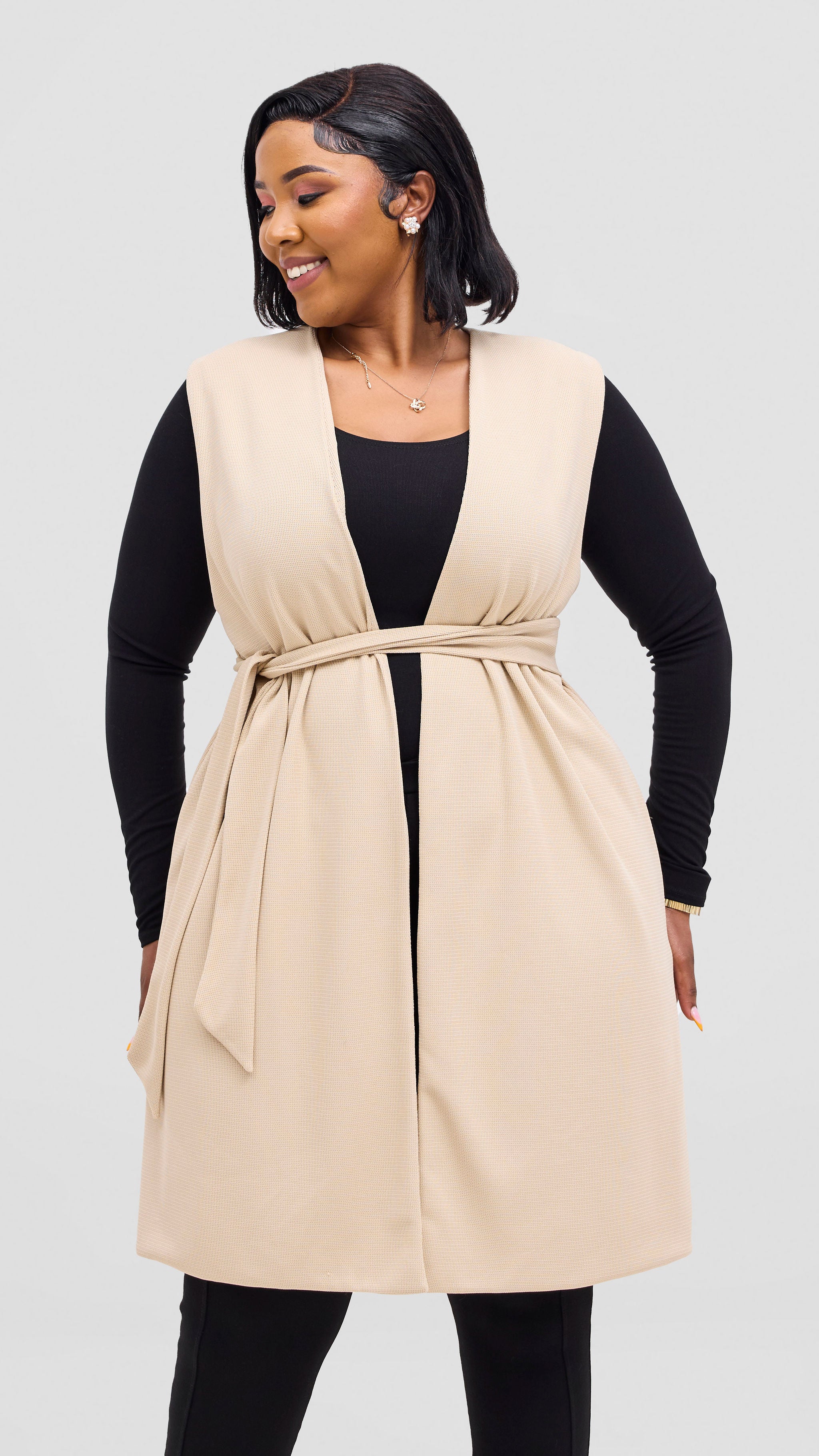 Vivo Selah Double Layered Coat - Beige