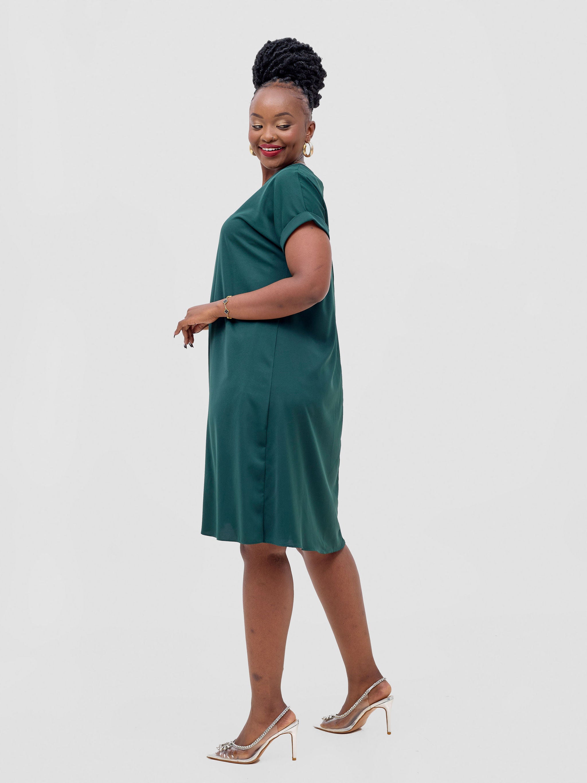Vivo Pesi Drop Shoulder Tent Dress - Dark Green