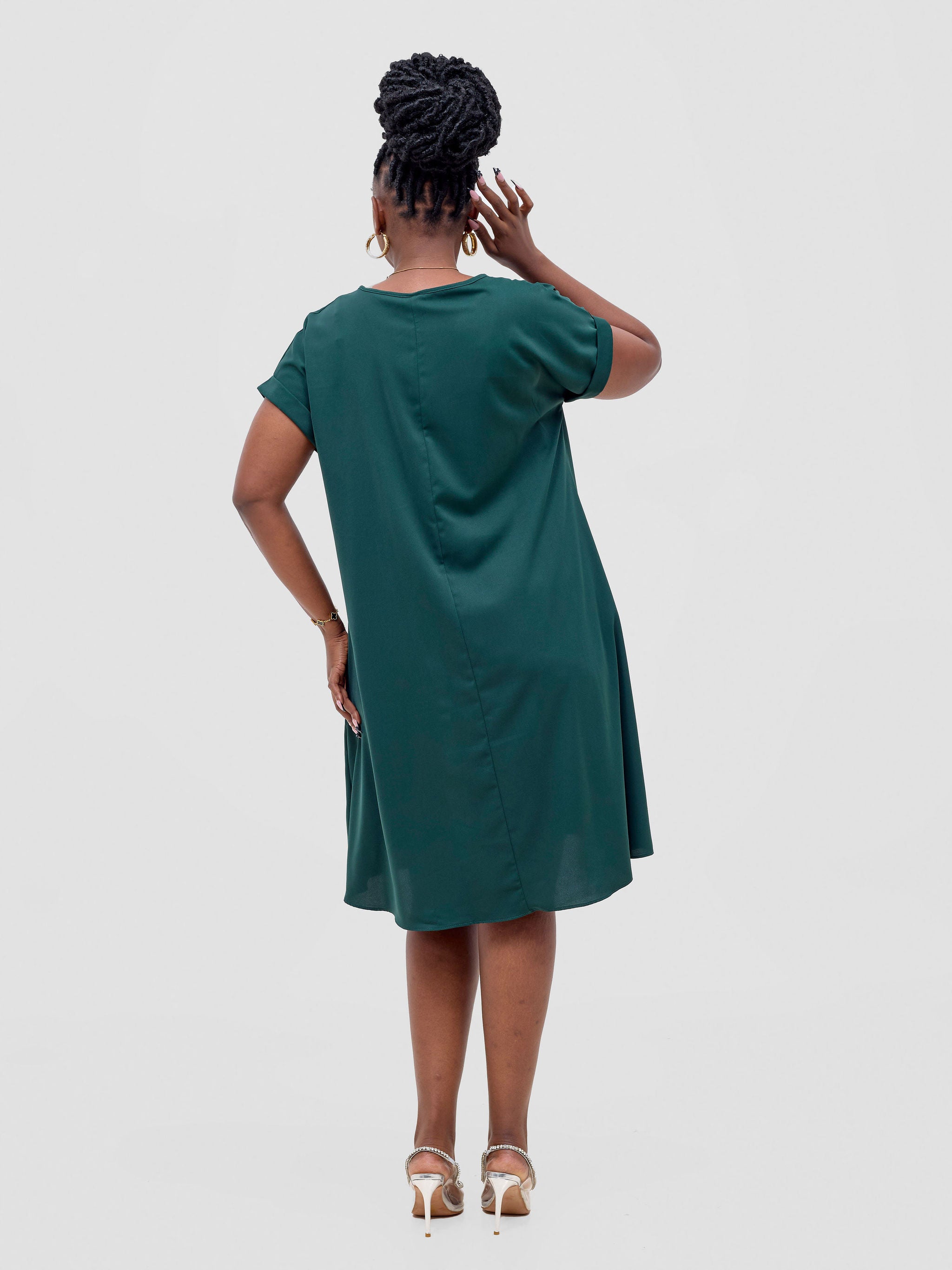 Vivo Pesi Drop Shoulder Tent Dress - Dark Green