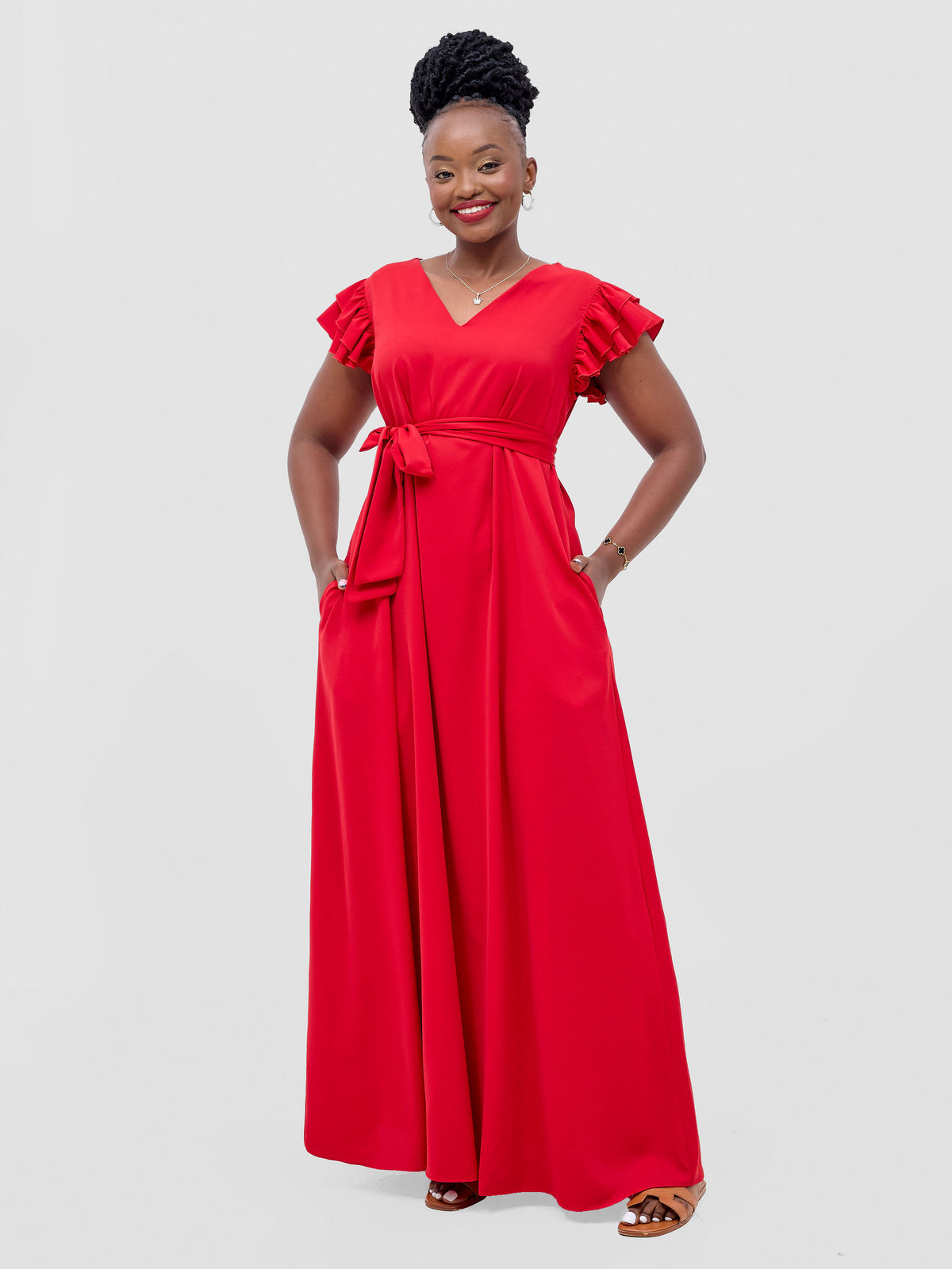 Vivo Sani Cape Sleeve Round Neck Sheath Dress - Heri Orange main image 0