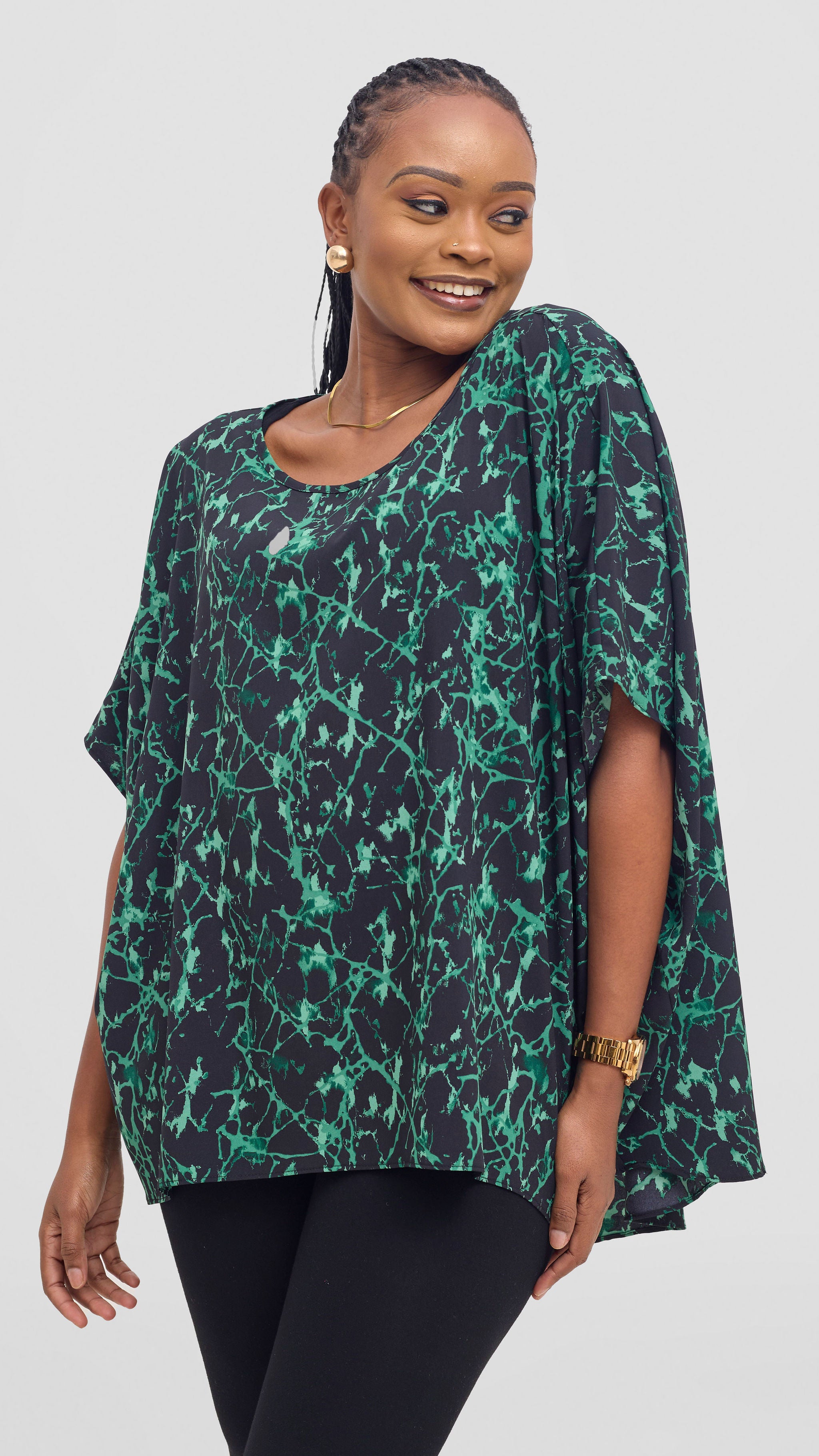 Vivo Maisha Top & Pant Set - Black/ Green Print