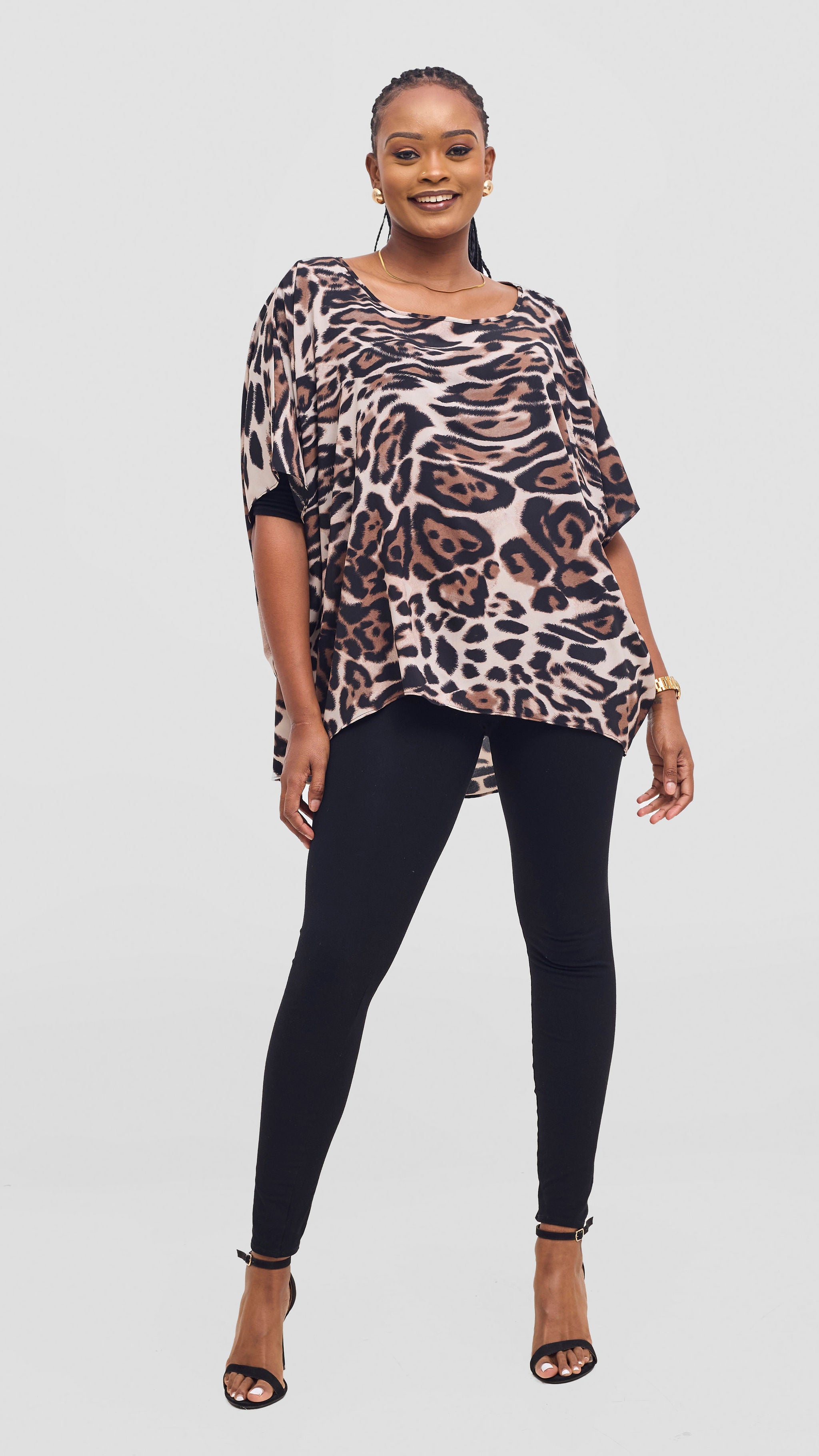 Vivo Maisha Top & Pant Set - Light Taupe / Black Print