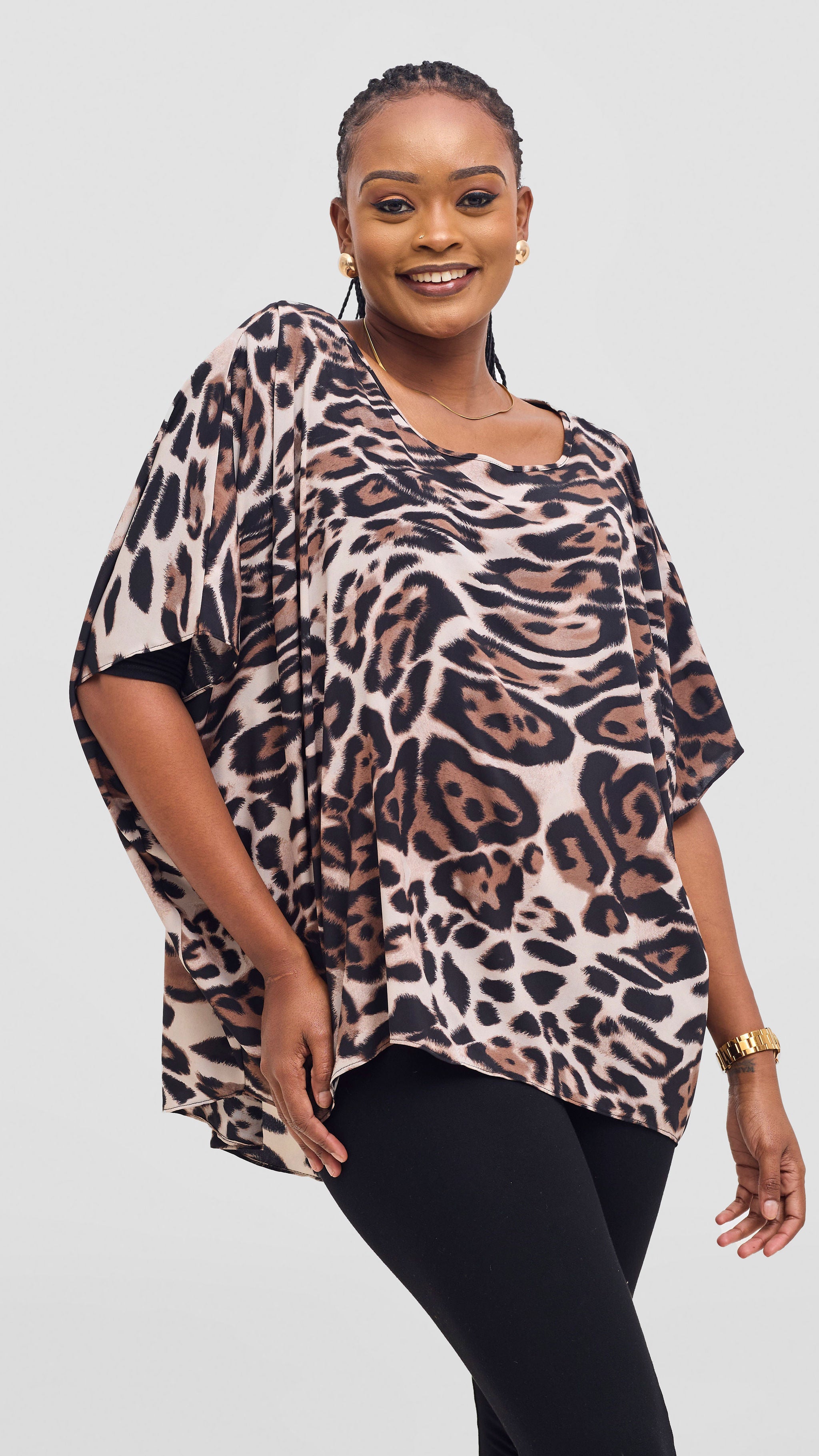 Vivo Maisha Top & Pant Set - Light Taupe / Black Print