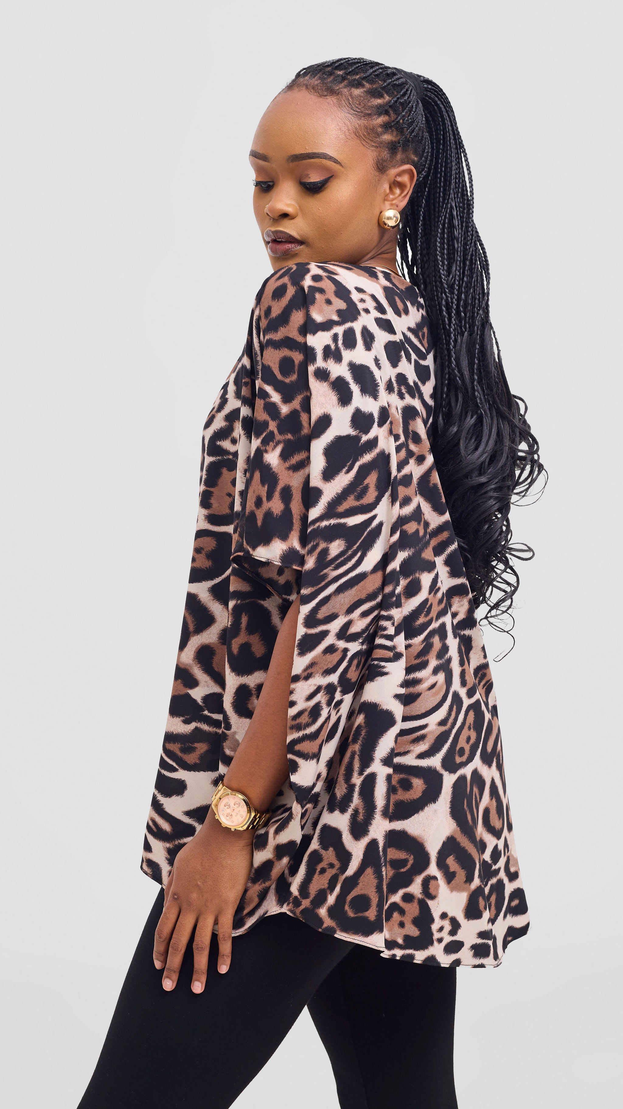Vivo Maisha Top & Pant Set - Light Taupe / Black Print