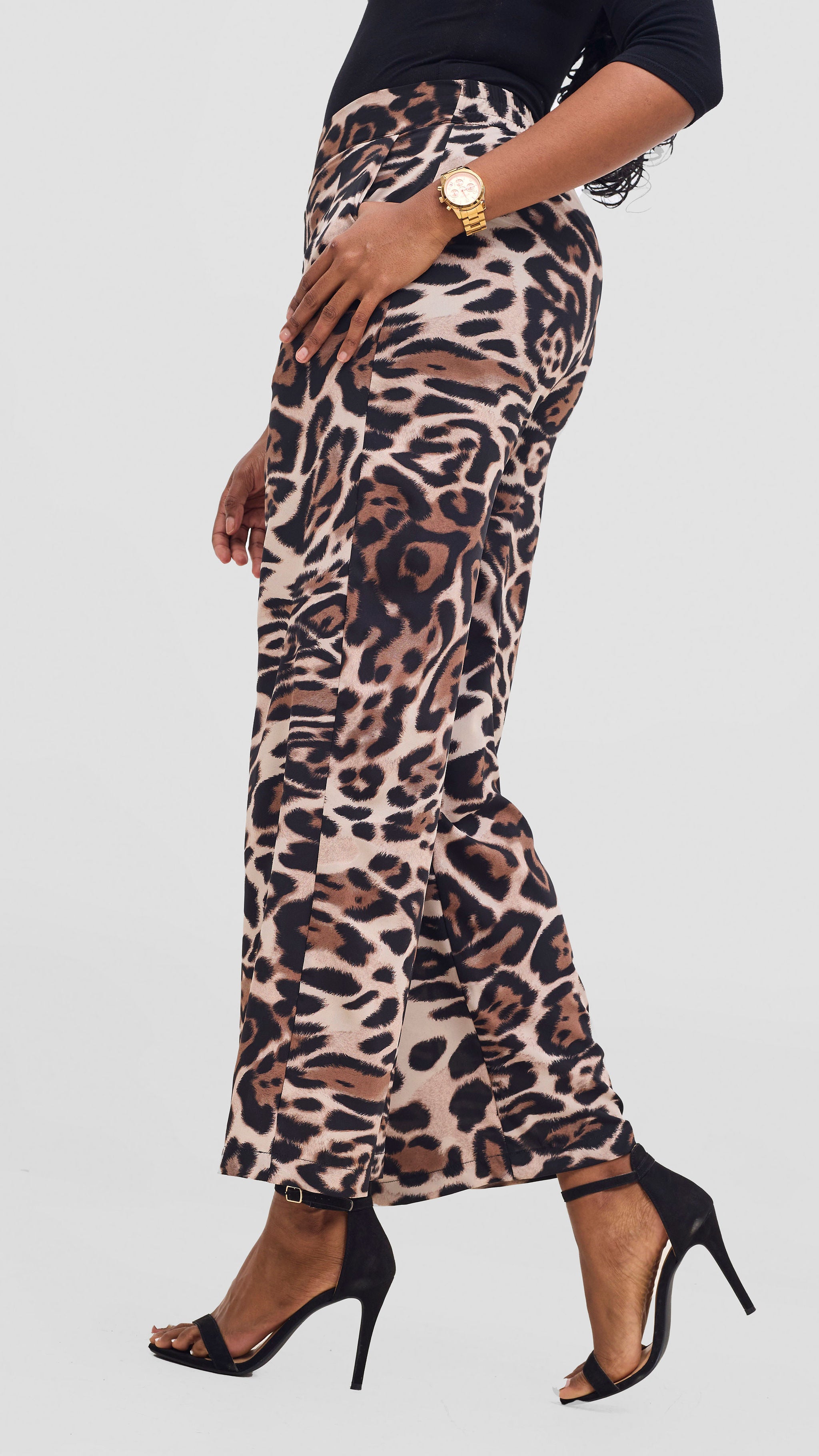 Vivo Maisha Top & Pant Set - Light Taupe / Black Print