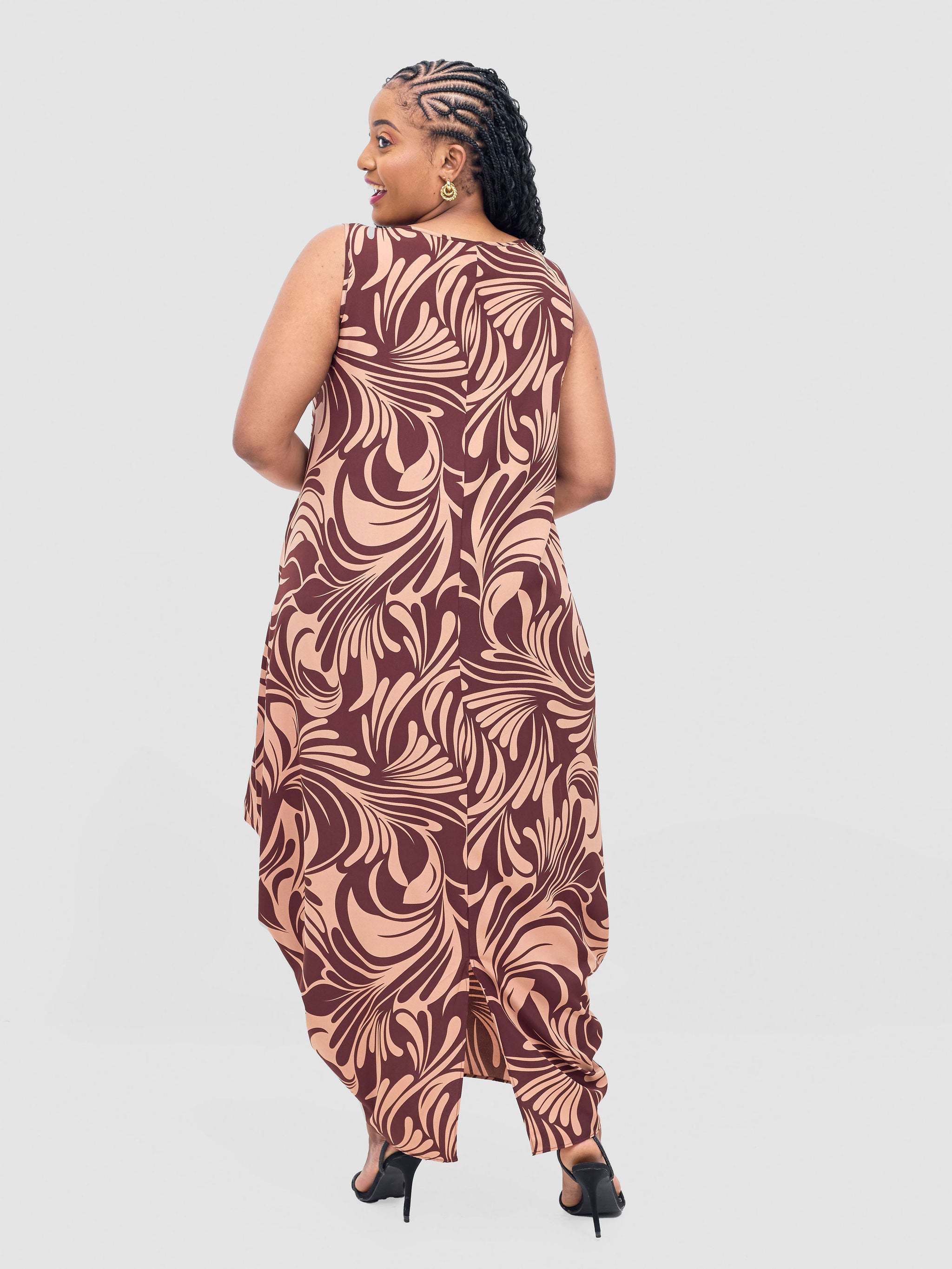 Vivo Seli Maxi Dress - Brown / Chocolate Eli Print