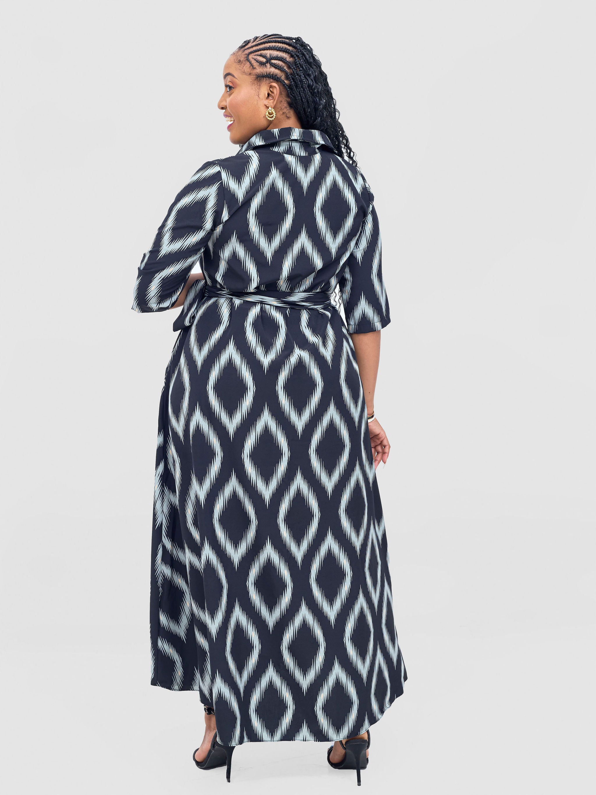 Vivo Yumi Maxi Shirt Dress - Mint / Black Rumi Print