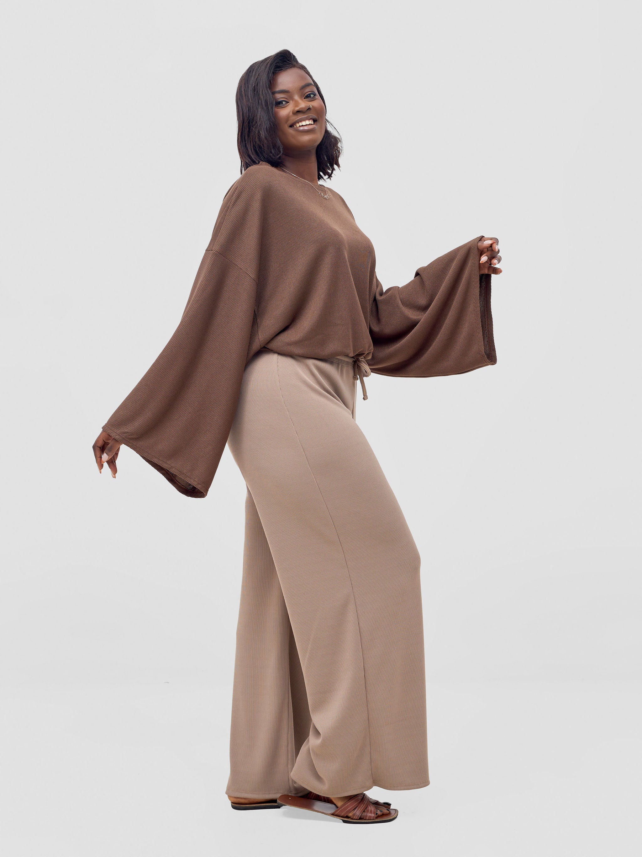 Vivo Safa Drawstring Wide Top - Chocolate