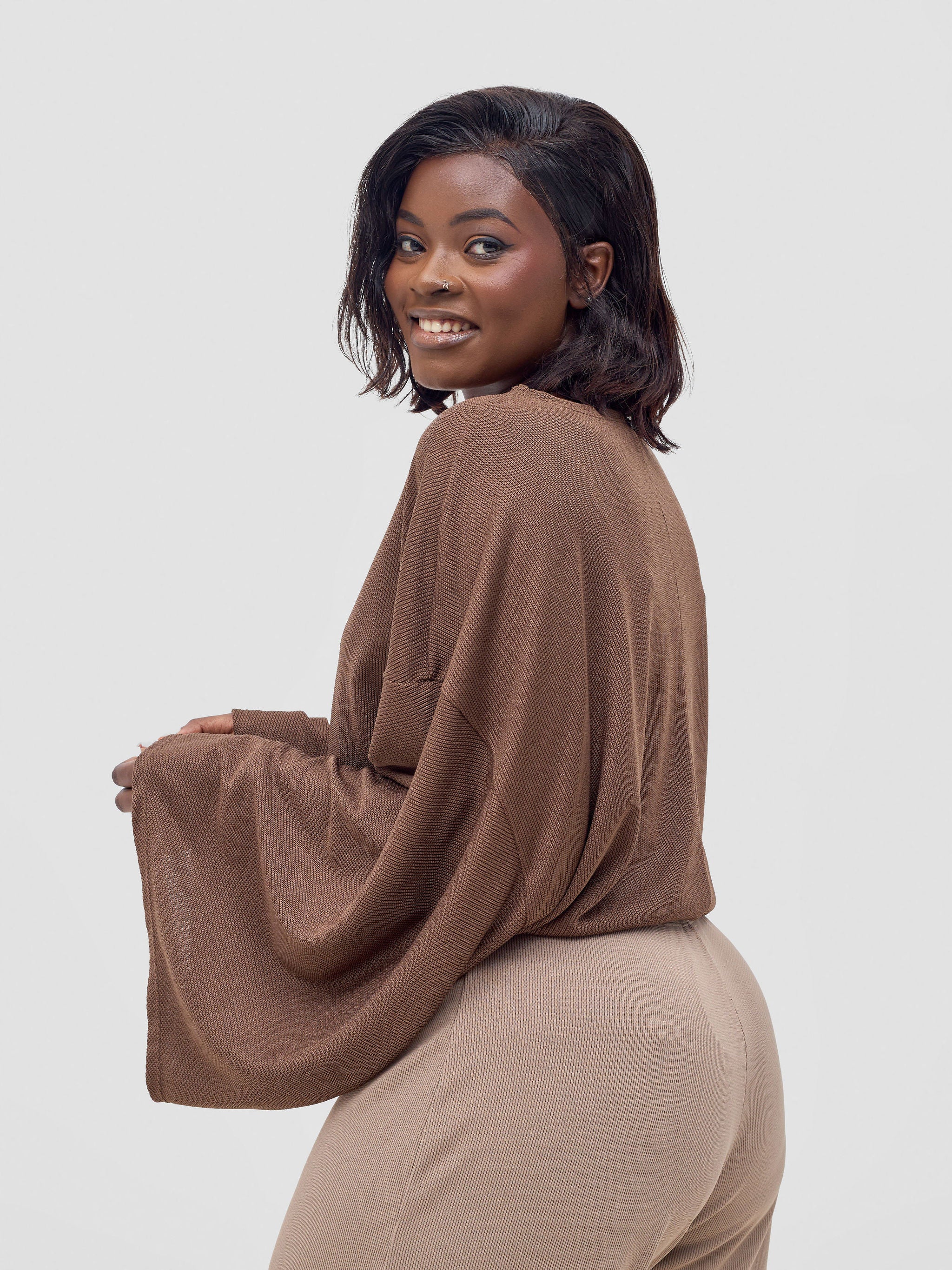 Vivo Safa Drawstring Wide Top - Chocolate