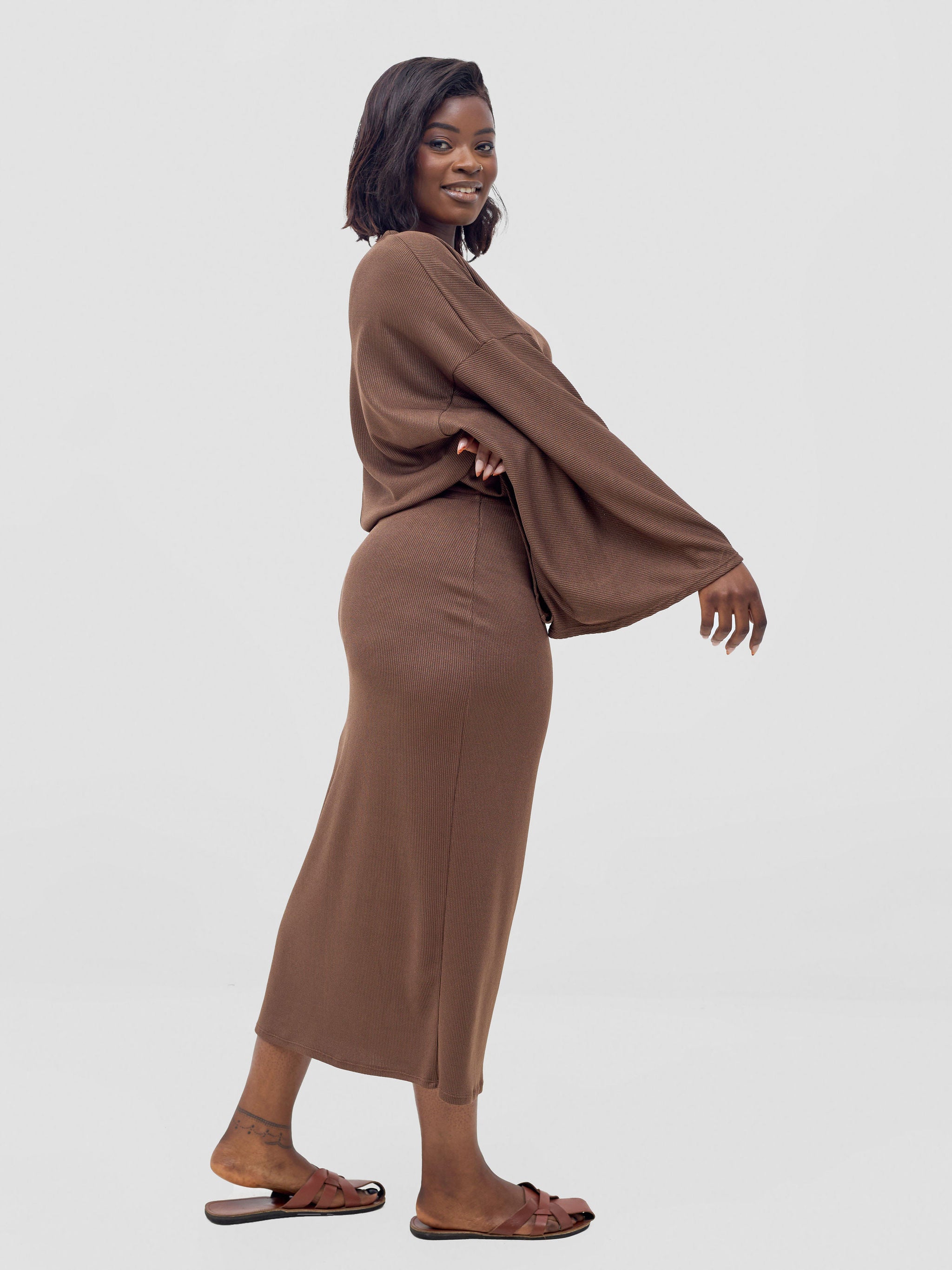 Vivo Safa Drawstring Wide Top - Chocolate